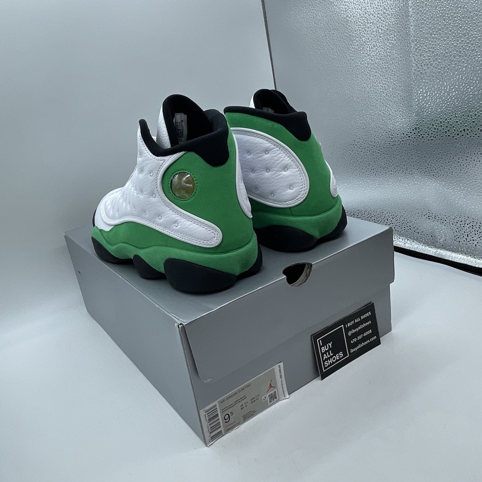 Size 9.5 - Air Jordan 13 Retro Lucky Green 2020 White Suede (DB6537-113)
