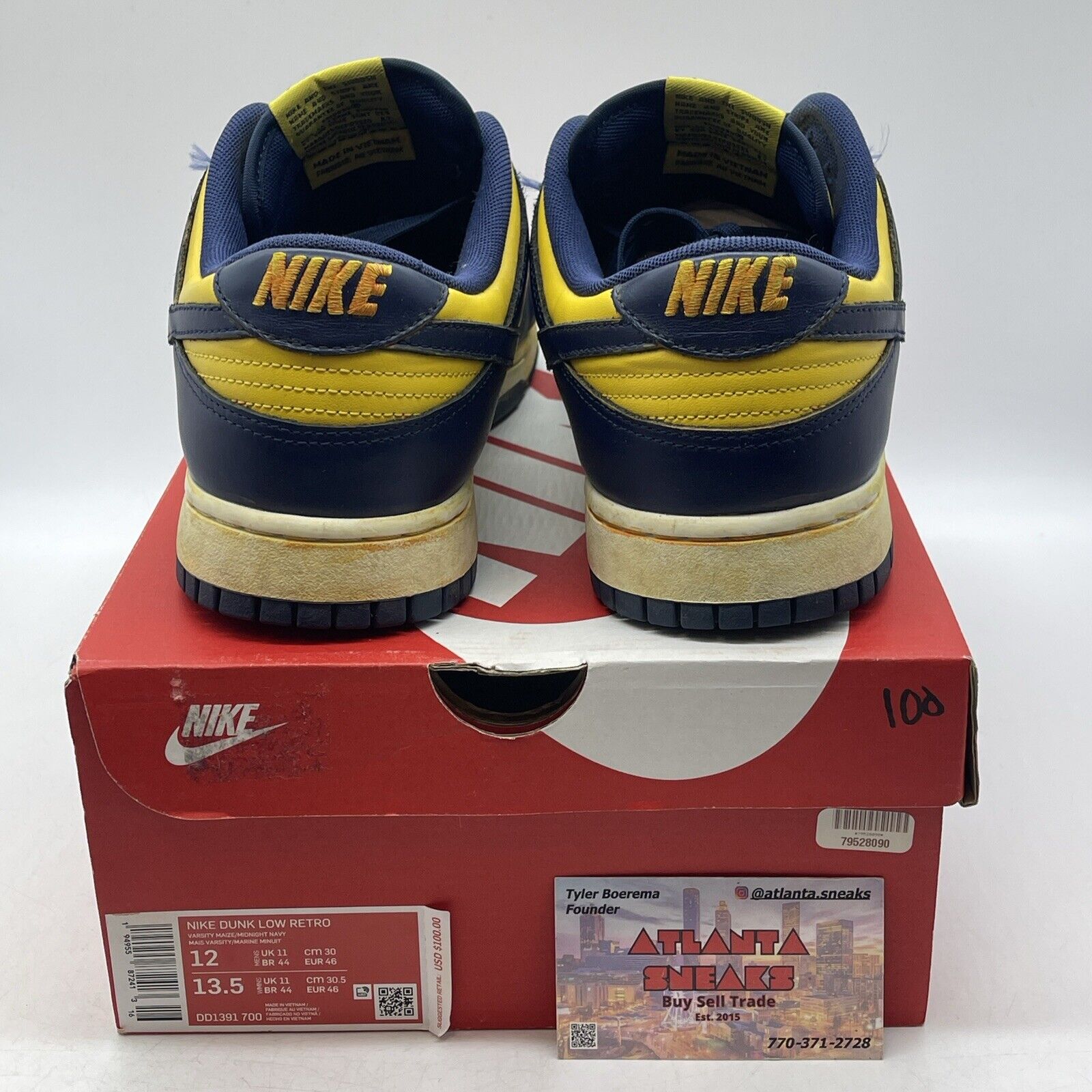 Size 12 - Nike Dunk Low Michigan 2021 Navy Yellow White Leather (DD1391-700)