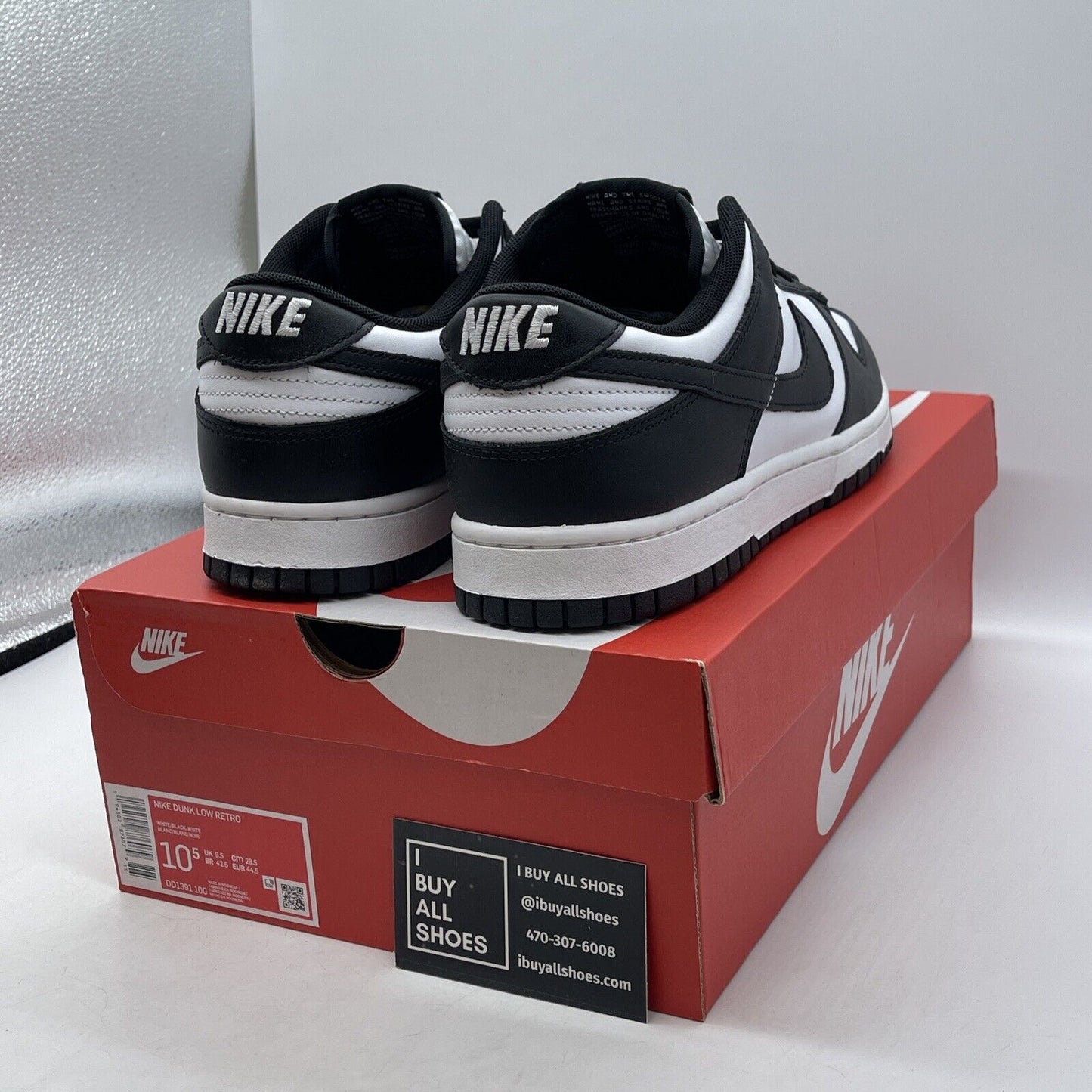 Size 10.5 - Nike Dunk Low Black White Suede Leather (DD1391-100)