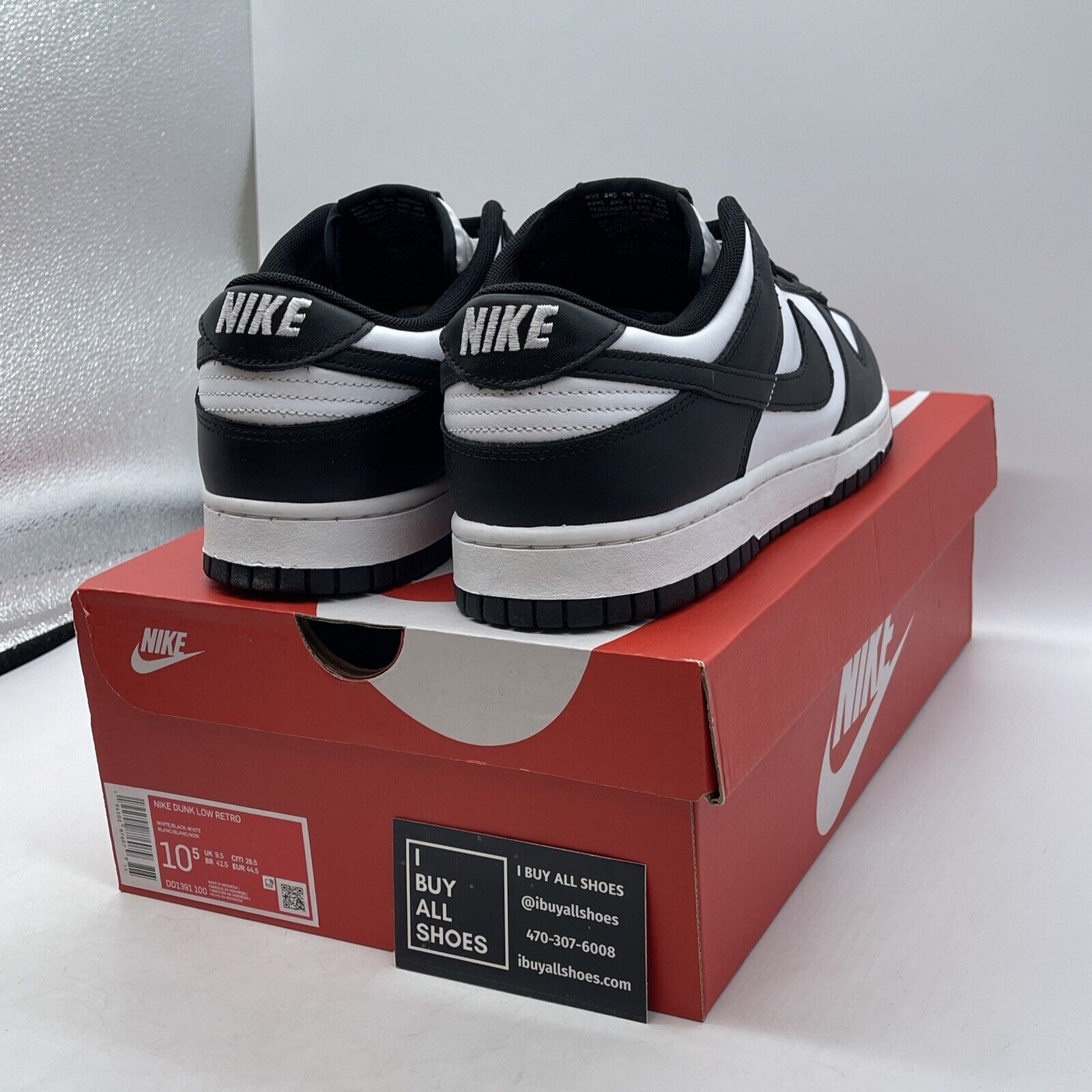 Size 10.5 - Nike Dunk Low Black White Suede Leather (DD1391-100)