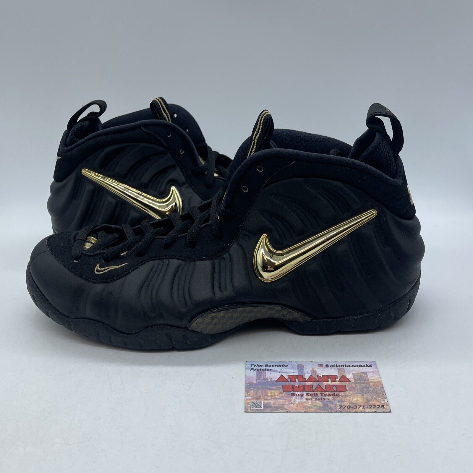 Size 10 - Nike Air Foamposite Pro Black Metallic Gold Leather (624041-009)