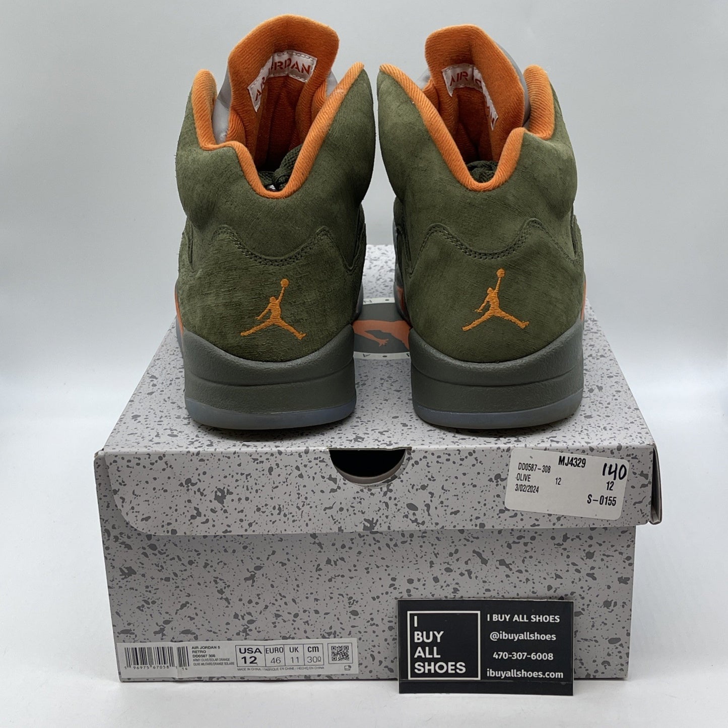 Size 12 - Air Jordan 5 Retro 2024 Olive Green Orange Suede (DD0587-308)