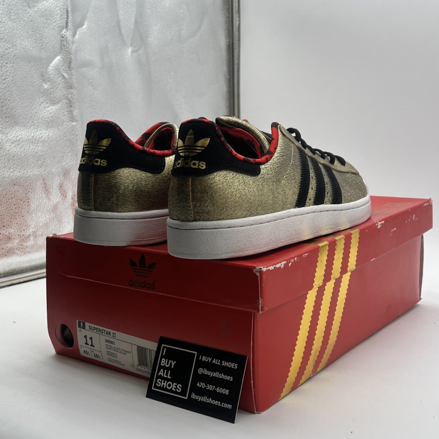 Size 11 - Adidas Superstar Sneakers Shoes 2 Year of the Horse Gold Red (D65601)