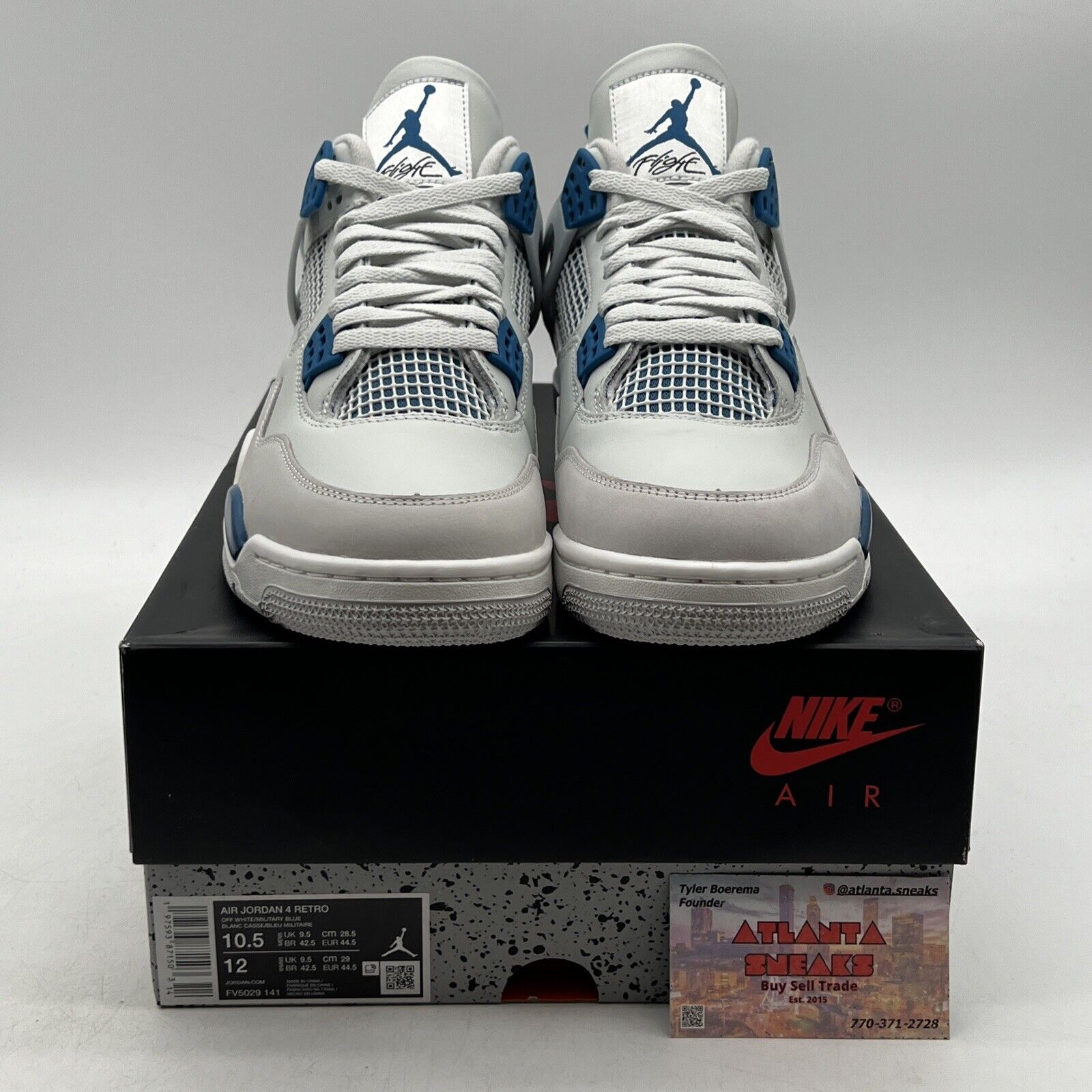 Size 10.5 - Air Jordan 4 Retro 2024 Military Blue White Leather (FV5029-141)