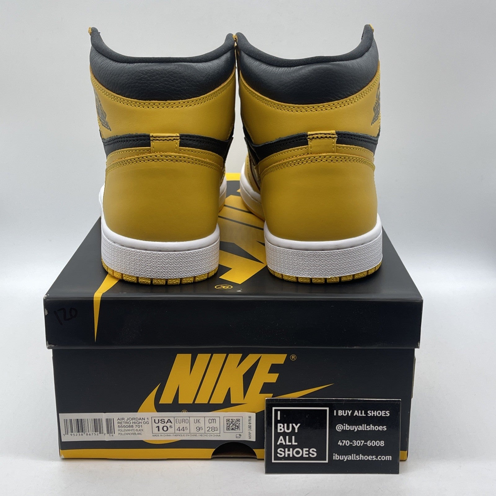Size 10.5 - Jordan 1 Retro OG High Pollen Yellow Black Leather (555088-701)