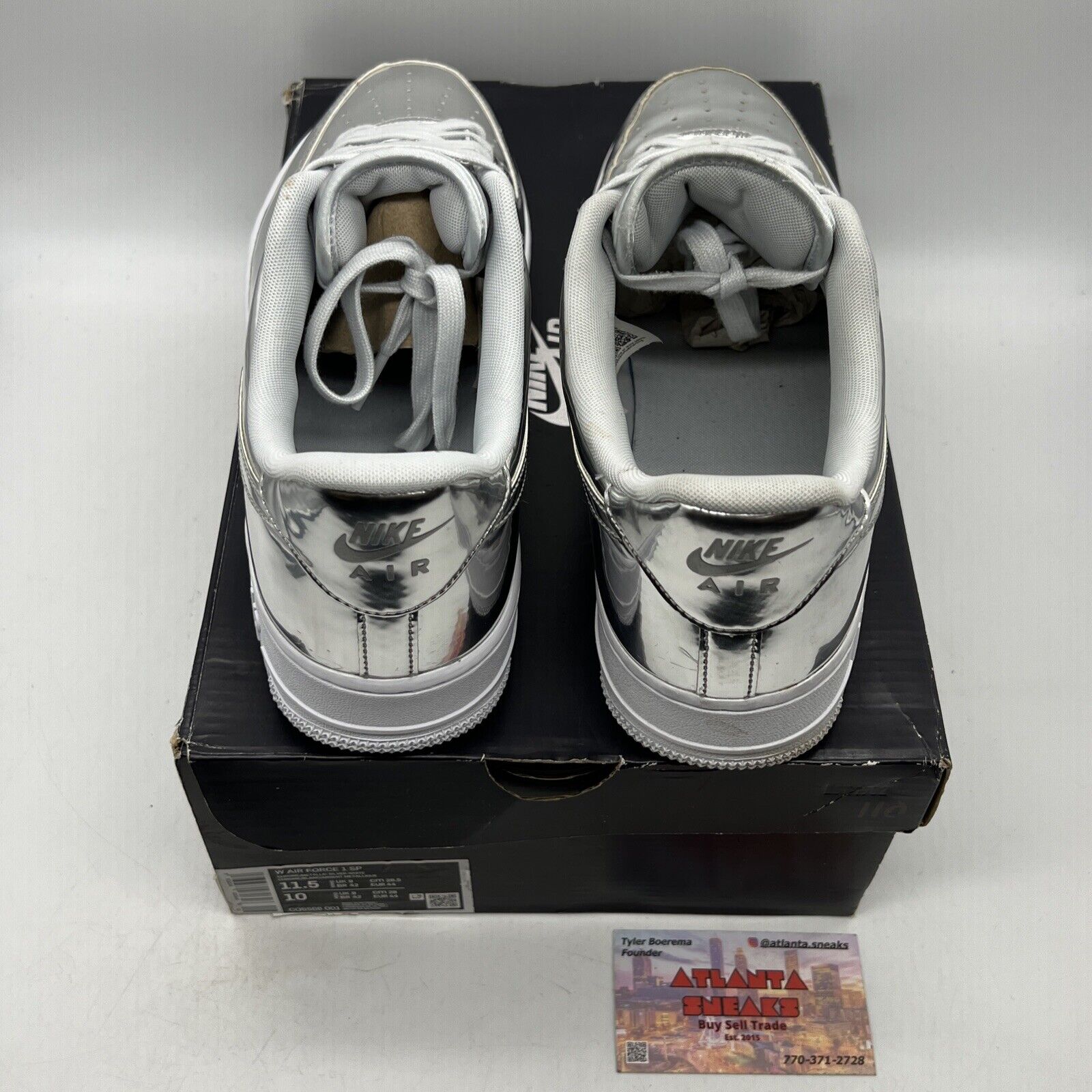 Size 11.5 - Nike Air Force 1 SP Liquid Metal - Chrome W White (CQ6566-001)