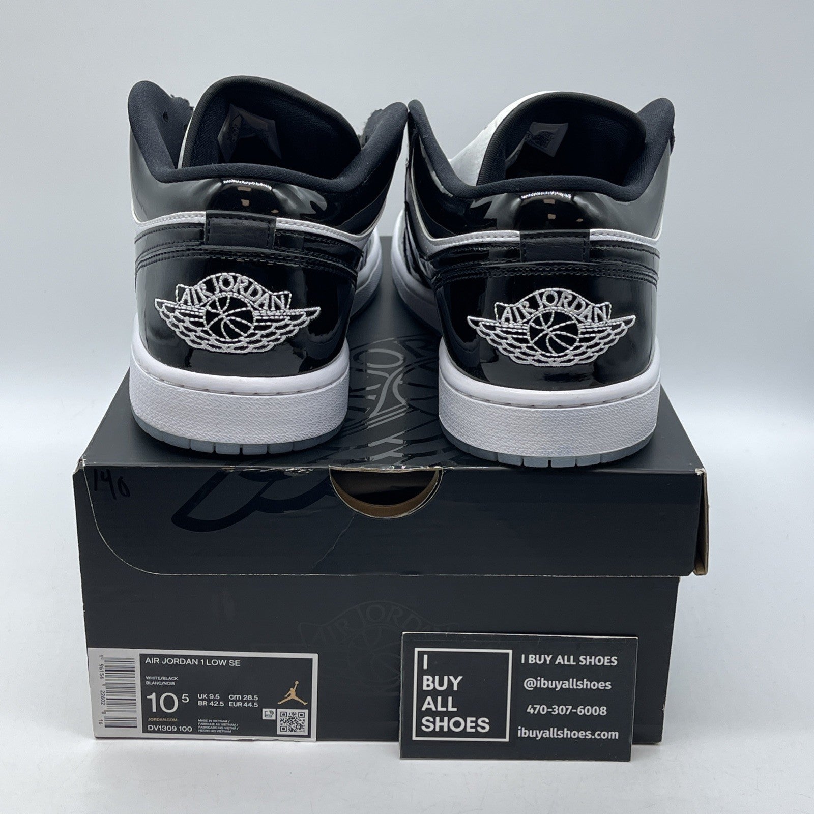 Size 10.5 - Jordan 1 Low SE Concord Black White Leather (DV1309-100)