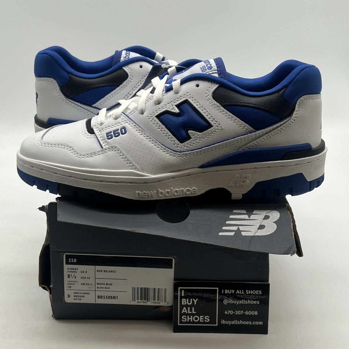 Size 8.5 - New Balance 550 White Team Royal (BB550SN1)