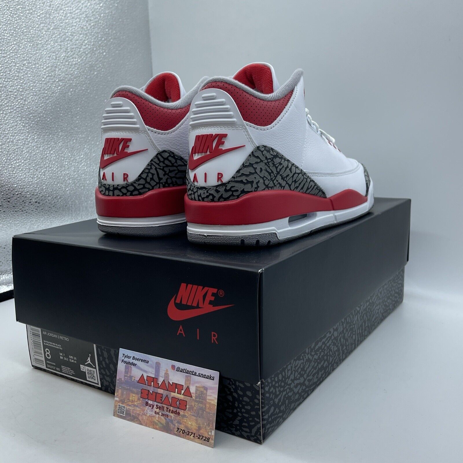 Size 8 - Jordan 3 Retro Mid Fire Red White Grey Suede Leather (DN3707-160)