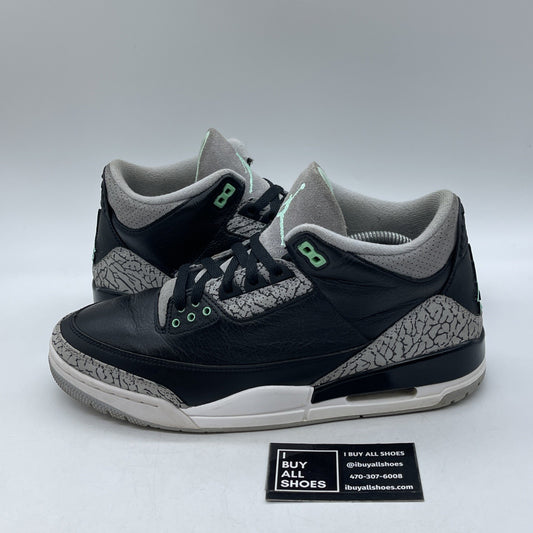 Size 10 - Air Jordan 3 Retro Green Glow Black Grey Suede Leather (CT8532-031)