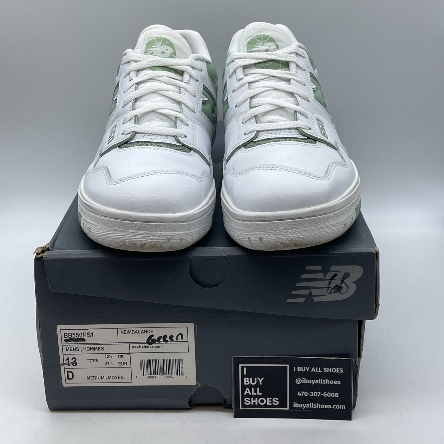 Size 13 - New Balance 550 White Mint Green (BB550FS1)