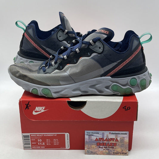 Size 10 - Nike React Element 87 Neptune Green Black Pink Suede (Aq1090-005)