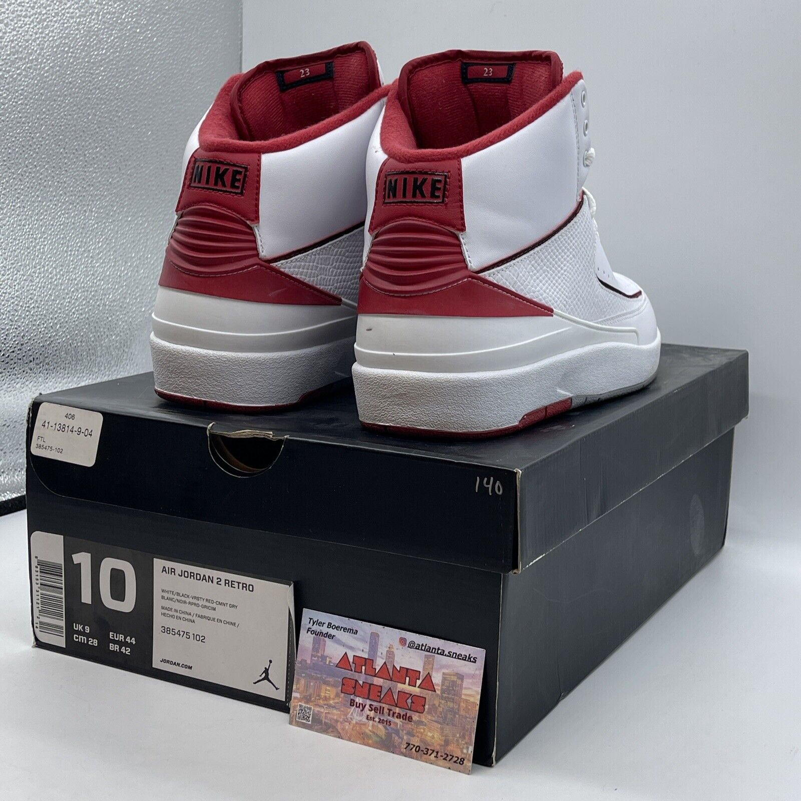 Size 10 - Air Jordan 2 Retro Chicago Home White Black Red Leather (385475-102)