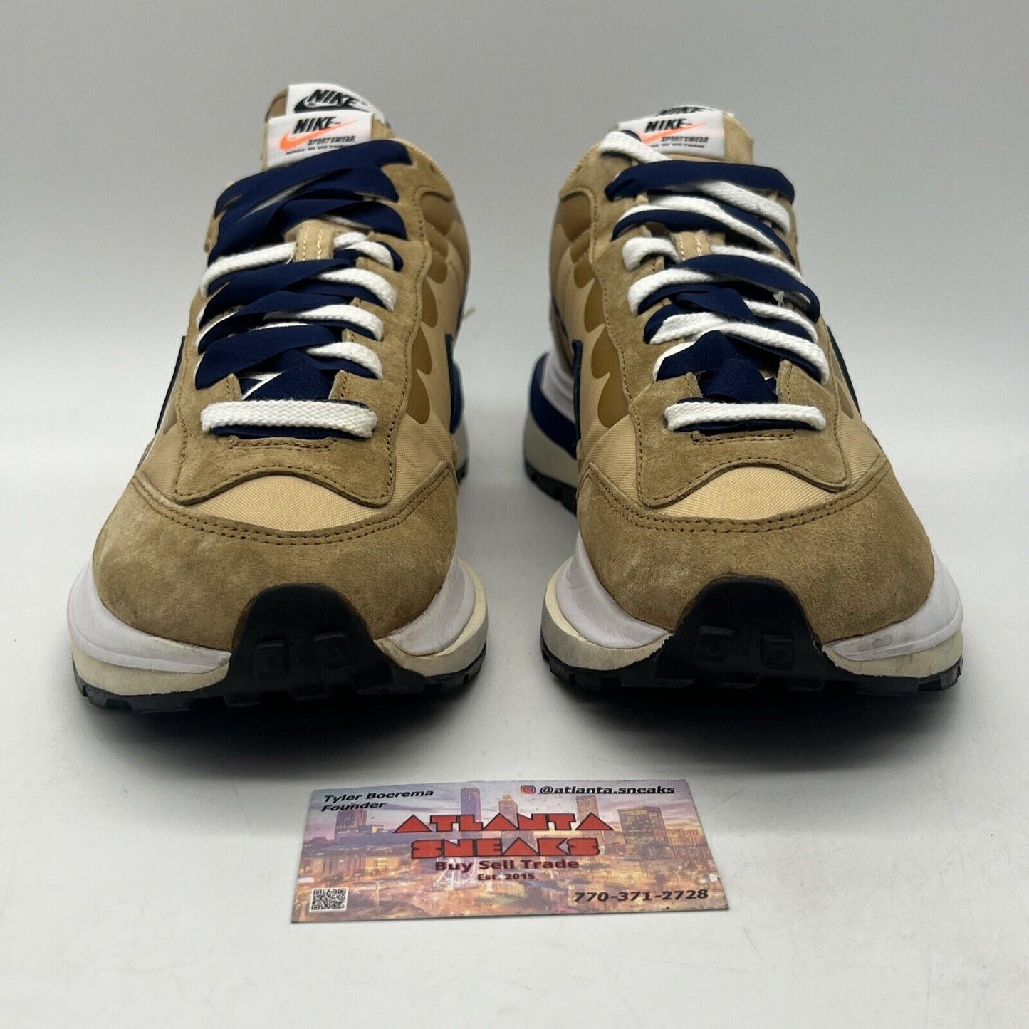 Size 9.5 - Nike VaporWaffle x Sacai Tan Navy Tan White (DD1875-200)