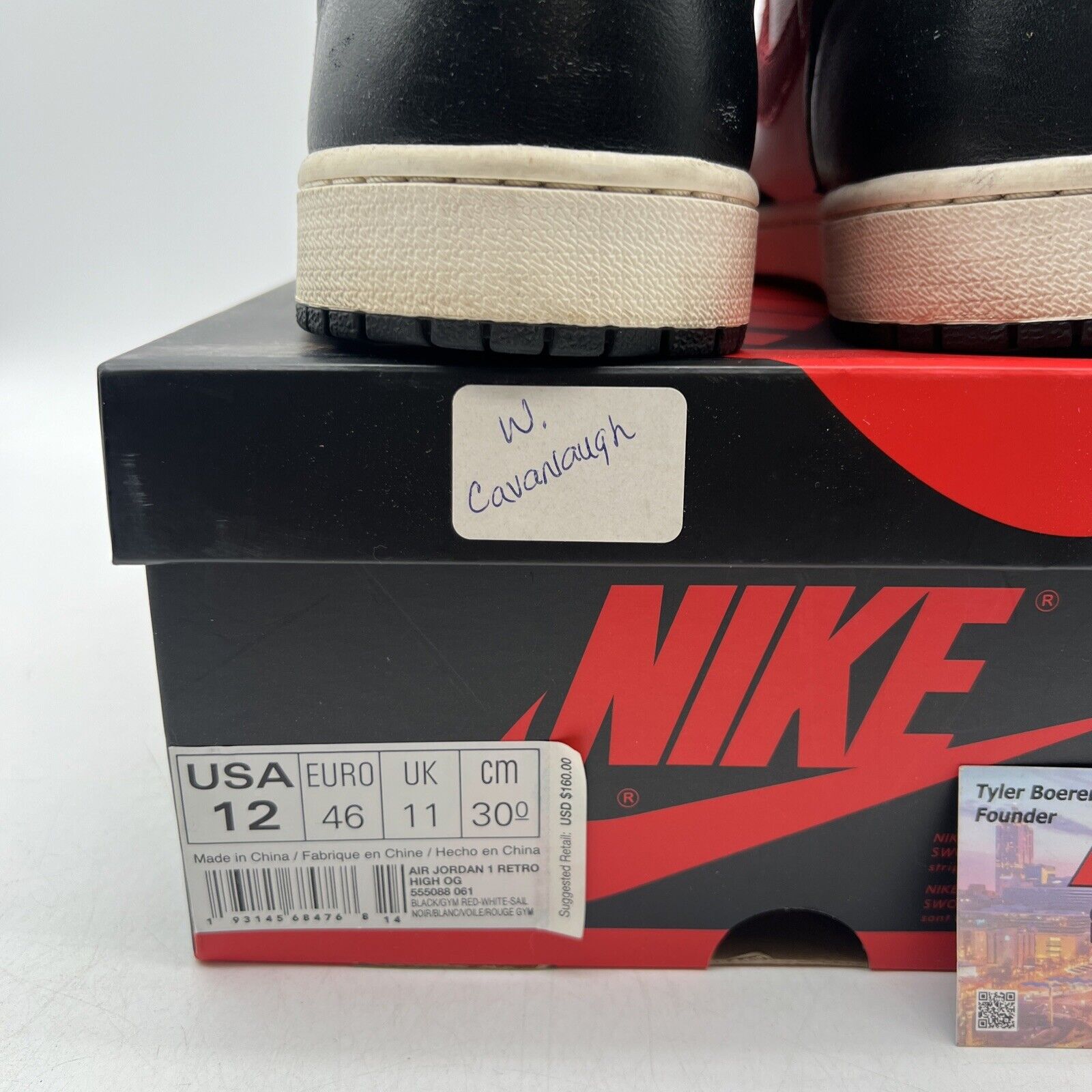 Size 12 - Jordan 1 Retro High OG Gym Red 2019 Black Red White (555088-061)