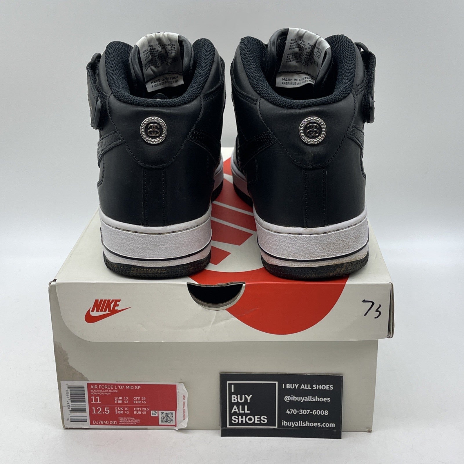 Size 11 - Nike Stussy x Air Force 1 Mid Black Snakeskin Leather (DJ7840-001)