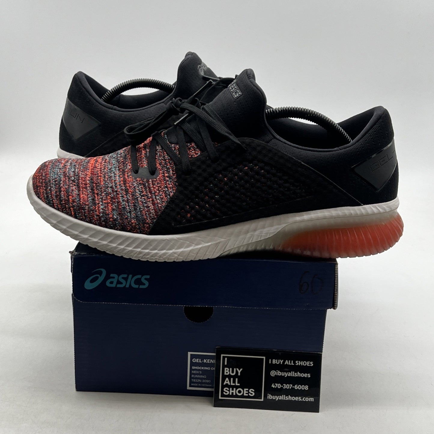 Size 11.5 - Asics Gel Kenun Knit Black Multi-Color (T832N-3090)