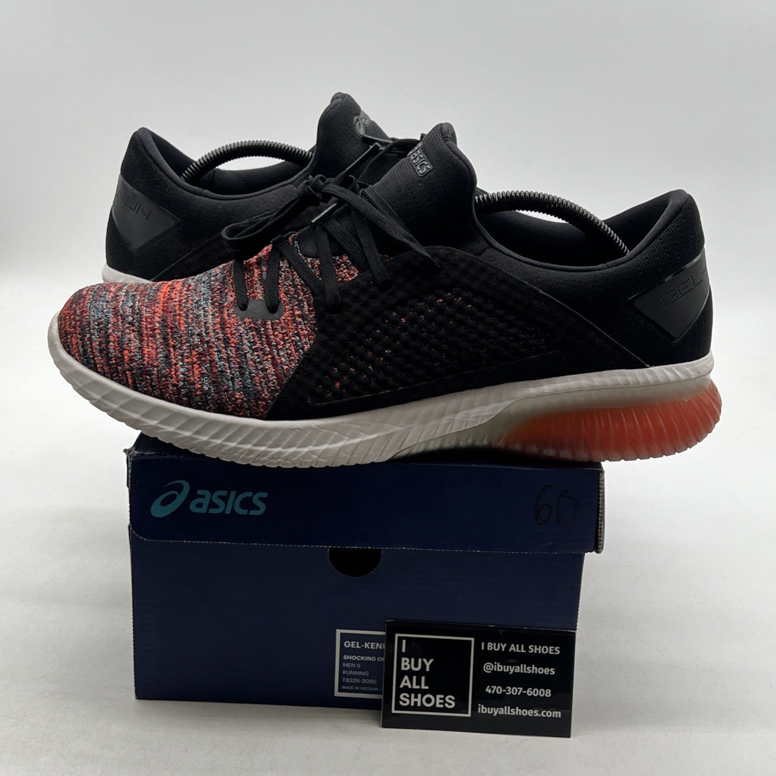 Size 11.5 - Asics Gel Kenun Knit Black Multi-Color (T832N-3090)