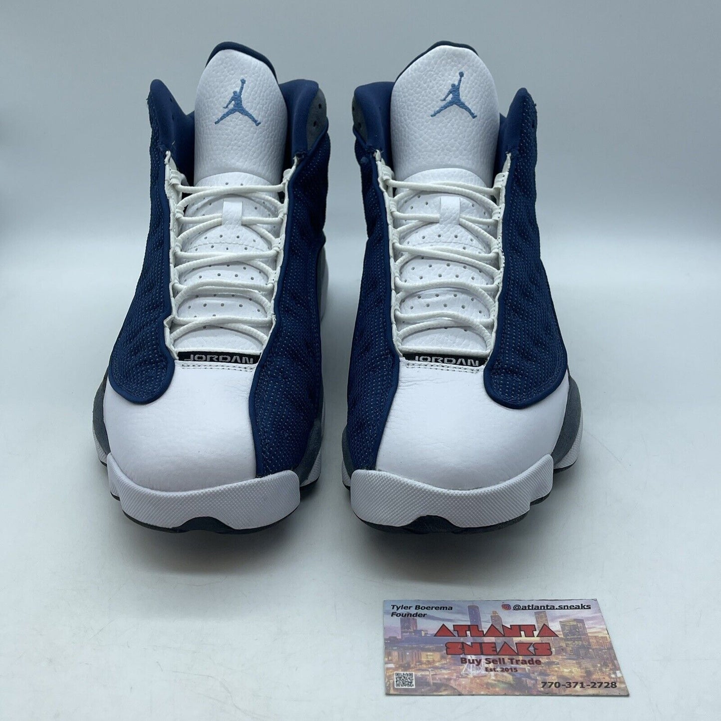 Size 12 - Jordan 13 Retro Mid Flint Blue White Grey Leather Suede (414571-404)