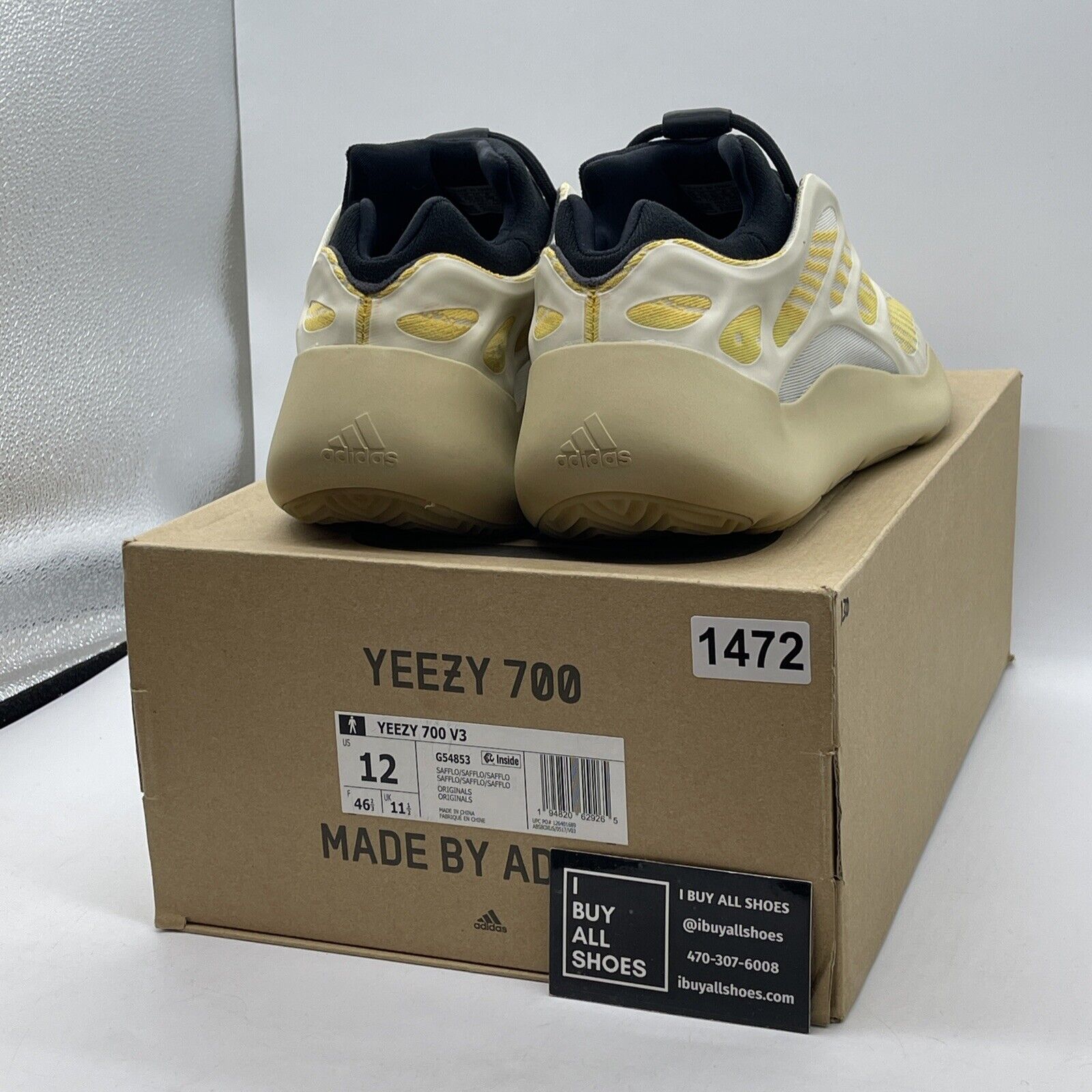 Size 12 - adidas Yeezy 700 V3 Safflower Brown Tan Black Suede (G54853)