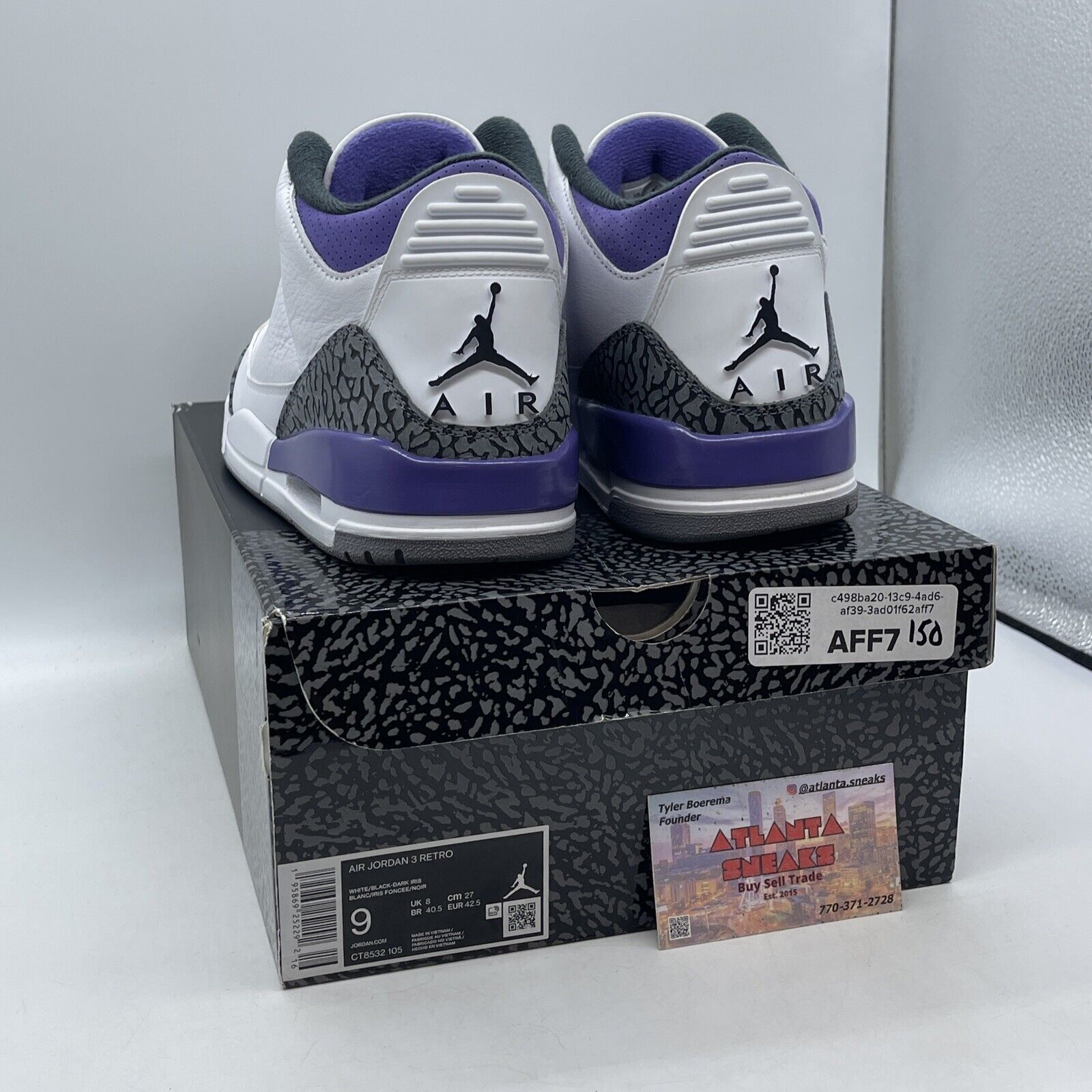 Size 9 - Jordan 3 Retro Mid Dark Iris Grey Suede White Purple (CT8532-105)