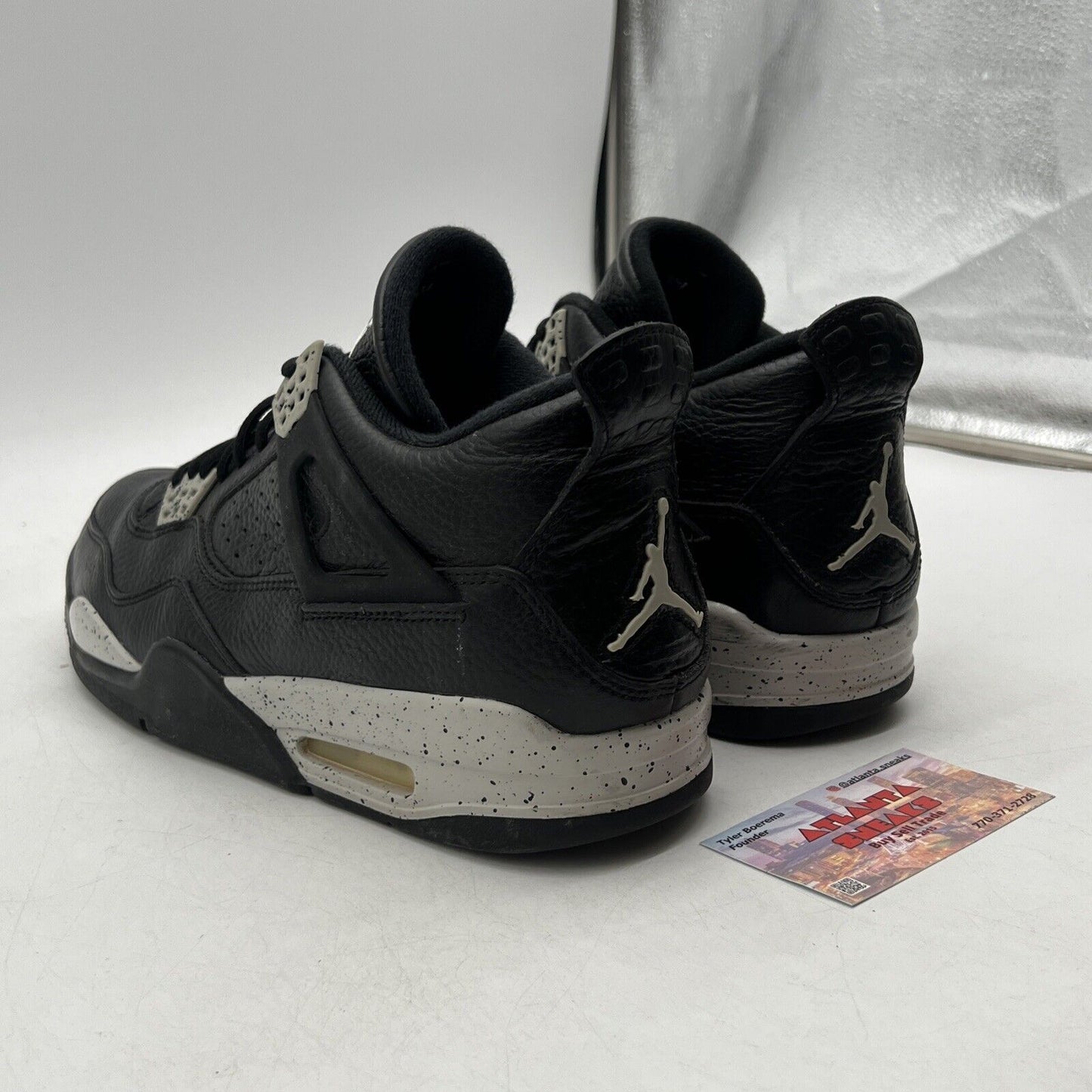 Size 10.5 - Jordan 4 Retro LS oreo 2015 Black Grey Leather (314254-003)