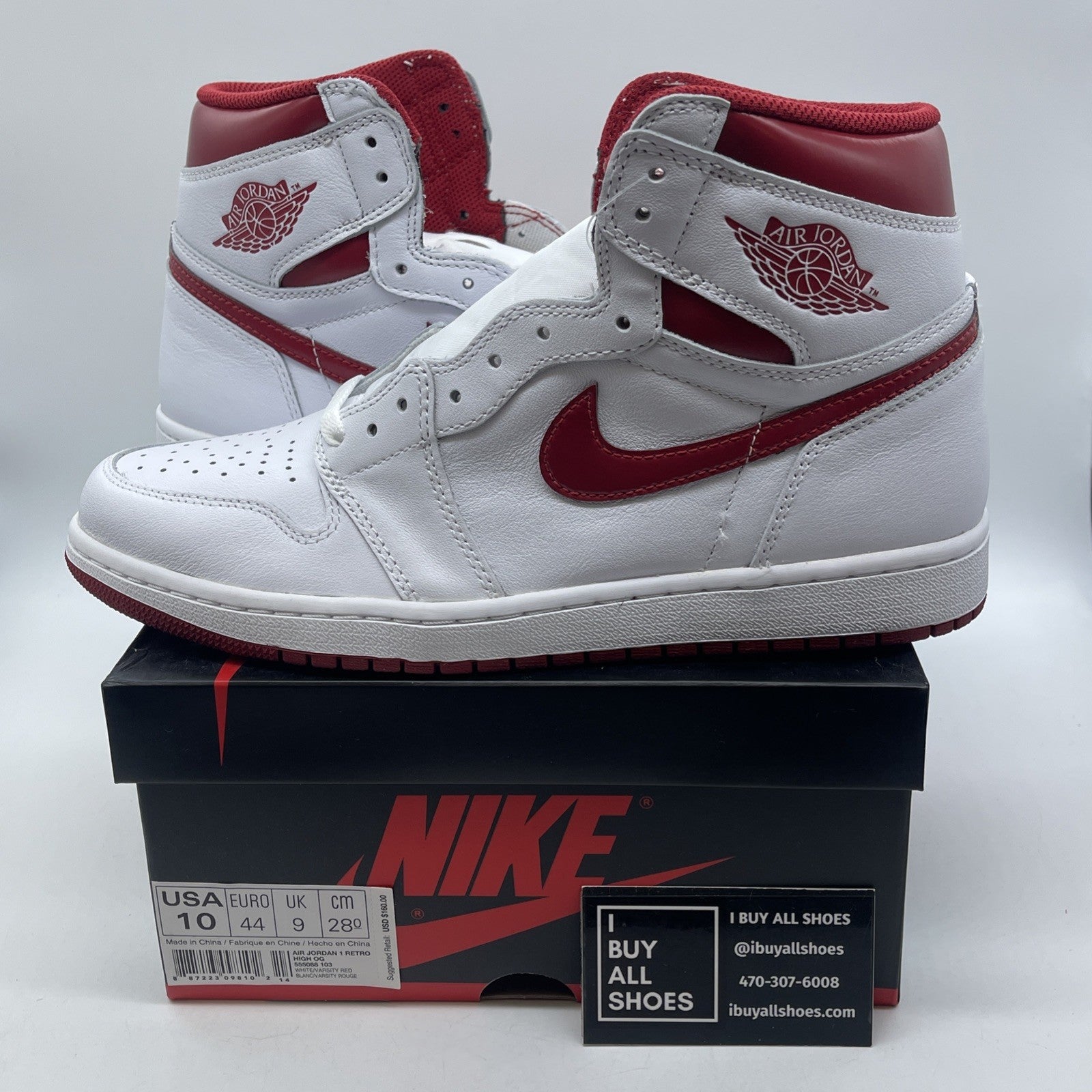 Size 10 - Air Jordan 1 Retro OG High Metallic Red White Leather (555088-103)