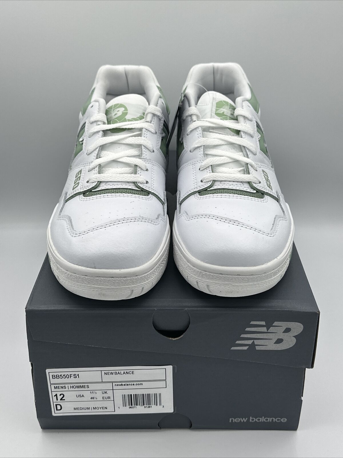 Size 12 - New Balance 550 White Mint Green