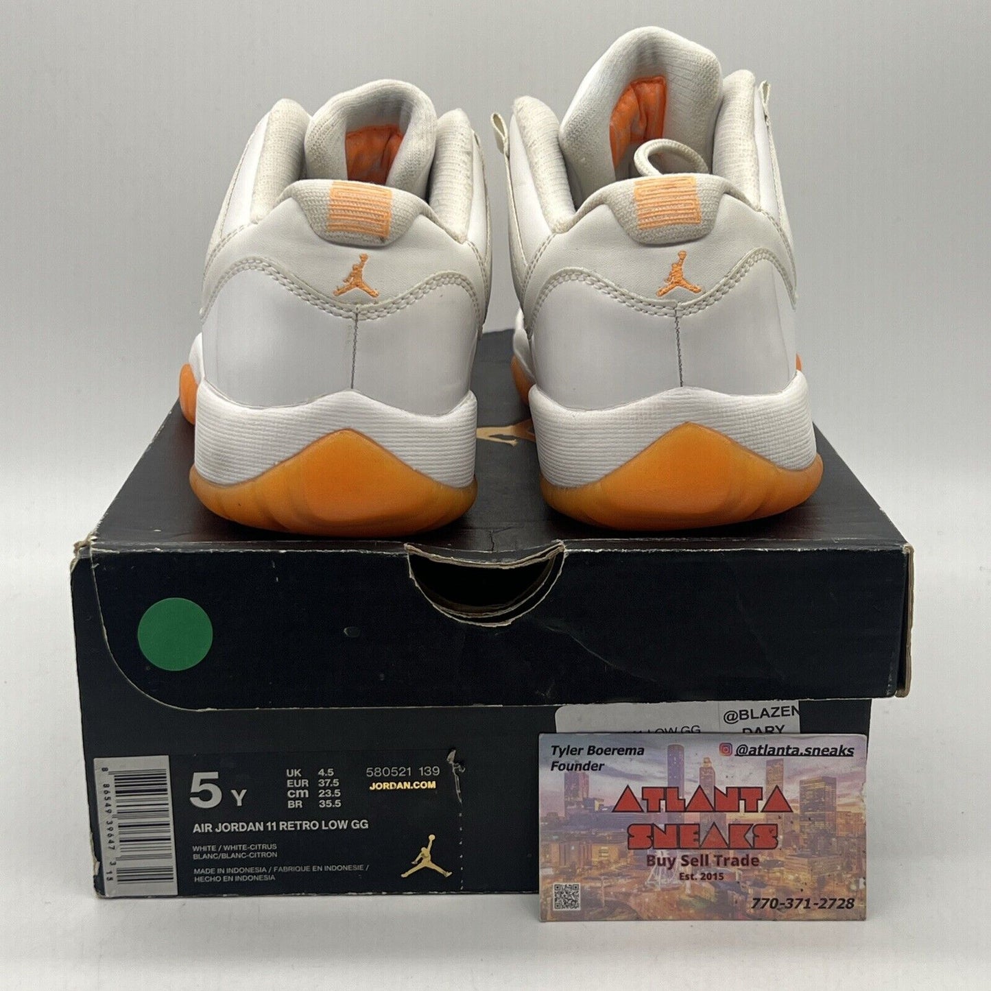 Nike Air Jordan Retro 11 XI Low GG Citrus Size 5Y White Orange (580521-139)