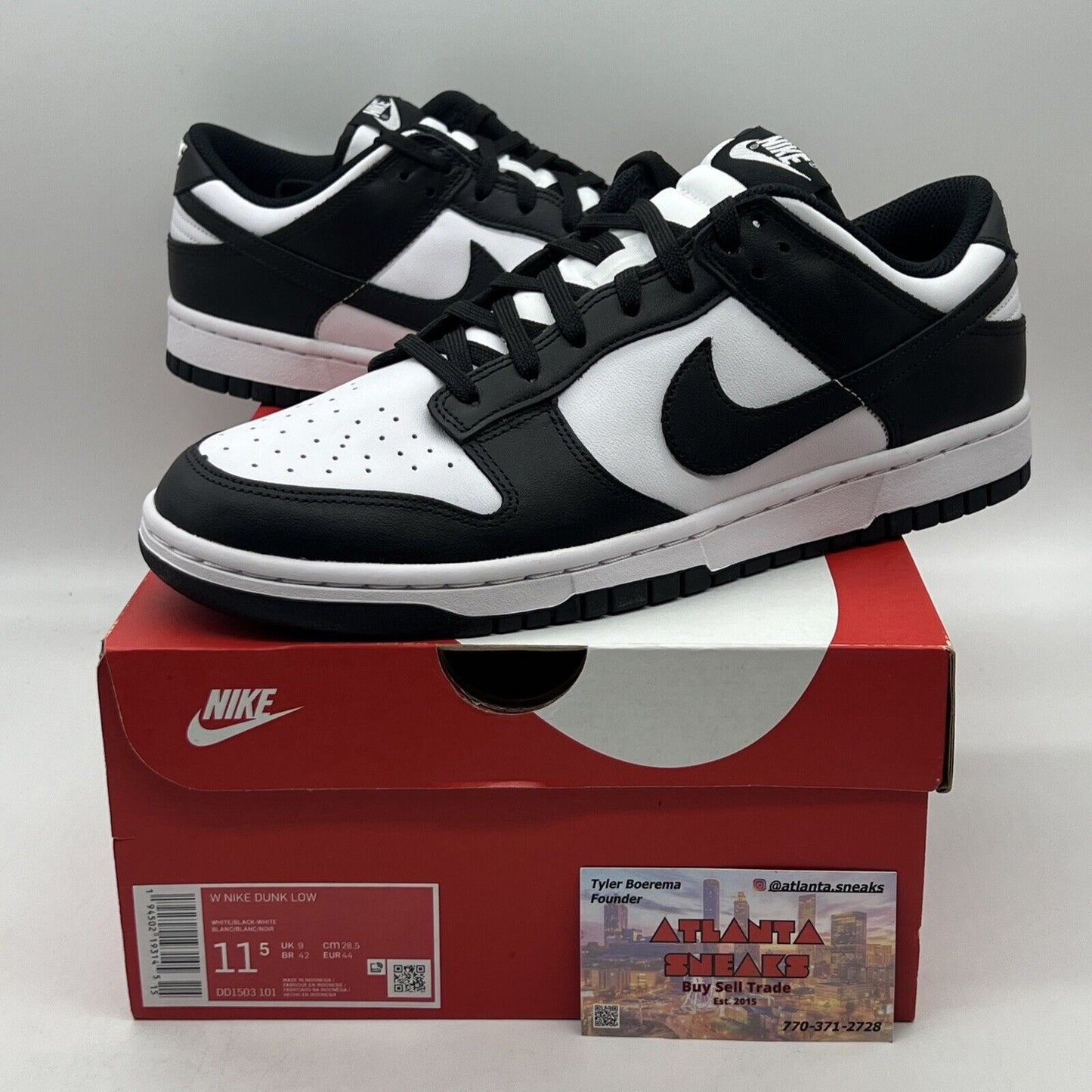 Size 11.5 - Nike Dunk Low Black White Brand New Og All