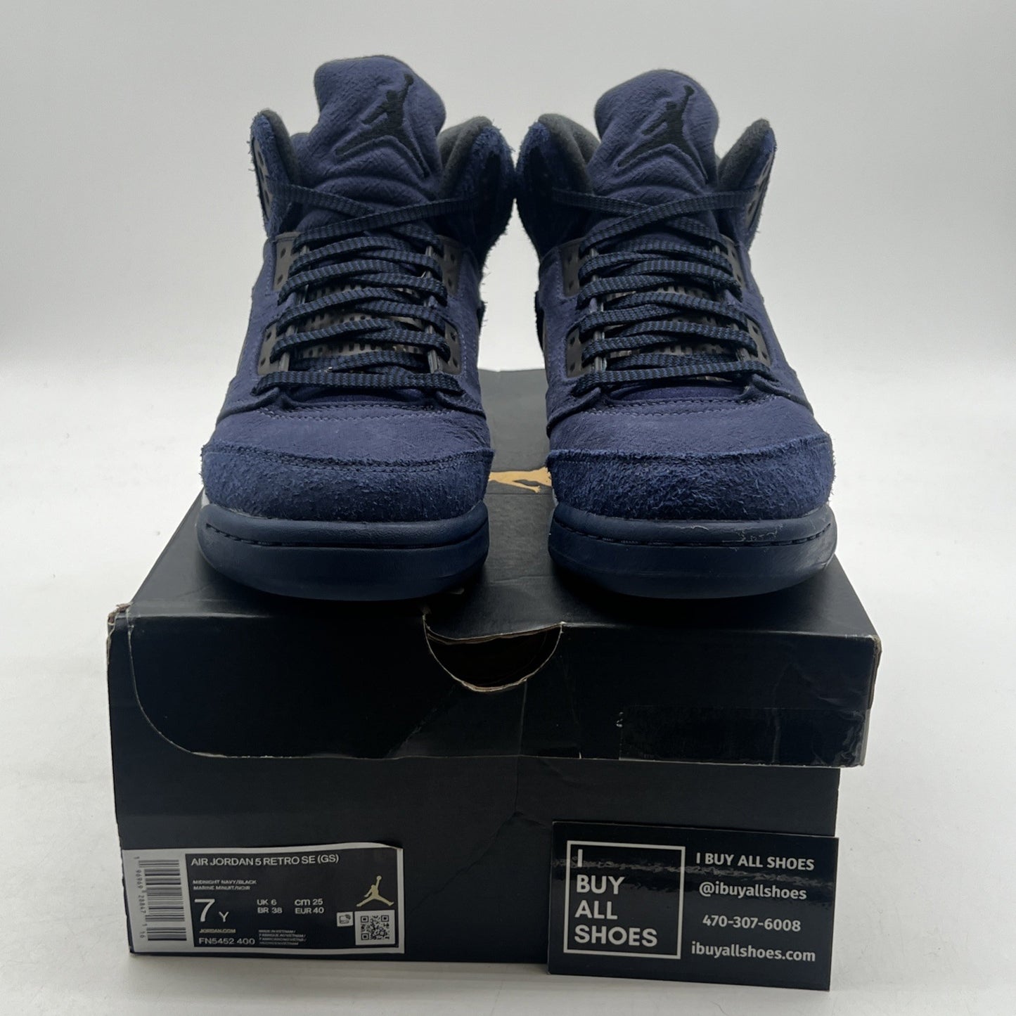 Size 7Y - Air Jordan 5 Retro SE GS Midnight Navy Georgetown Blue (FN5452-400)