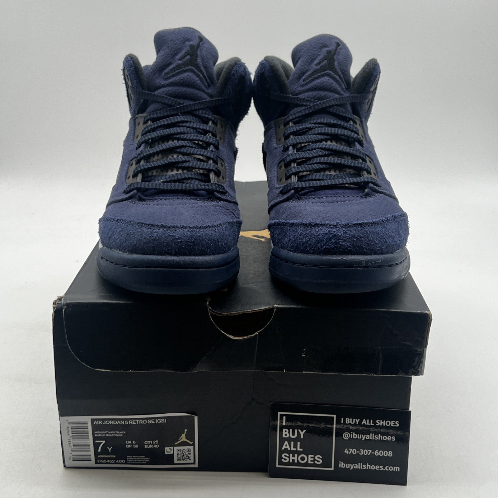 Size 7Y - Air Jordan 5 Retro SE GS Midnight Navy Georgetown Blue (FN5452-400)
