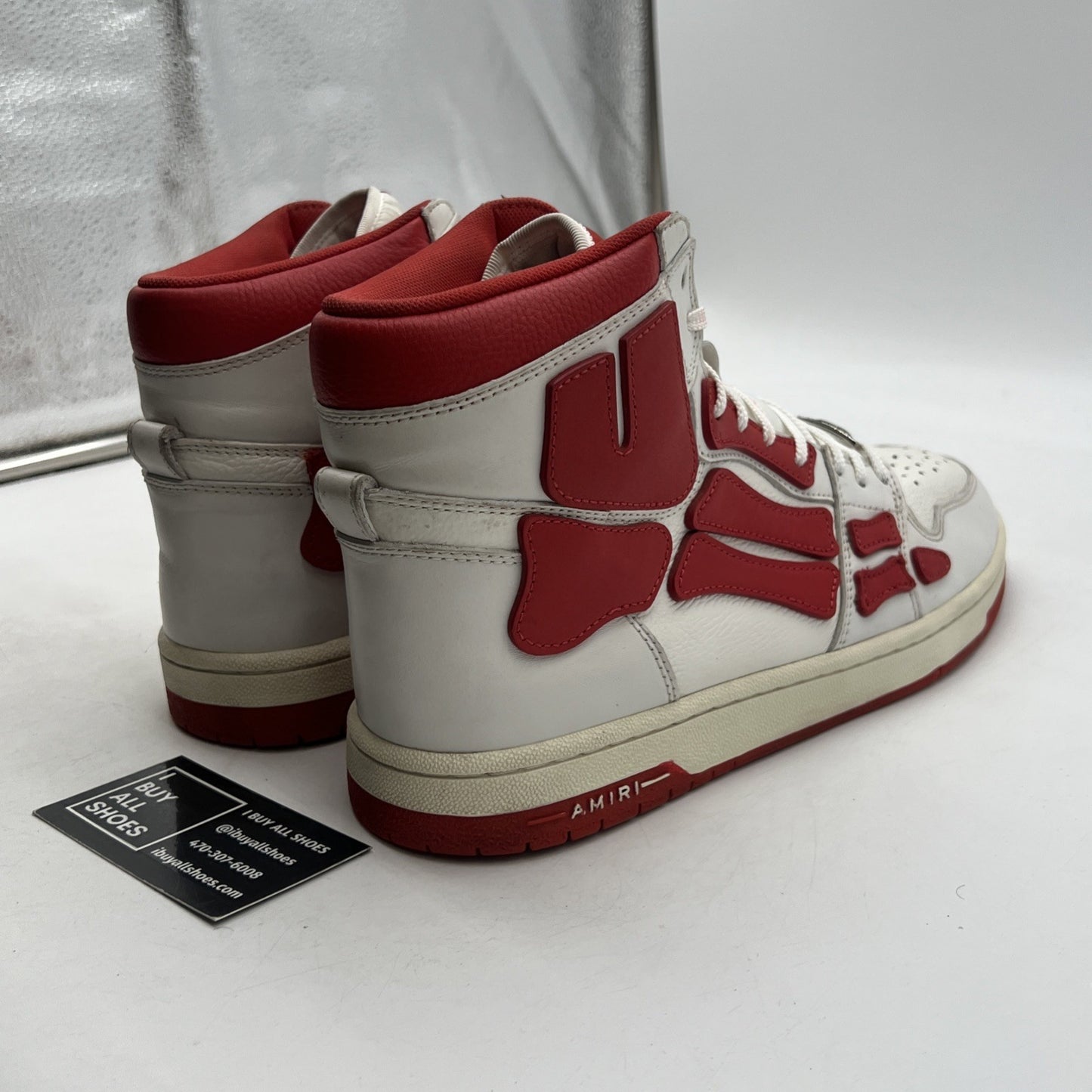 Size 12 - AMIRI Skeleton Top High White / Red Skeleton Sneakers