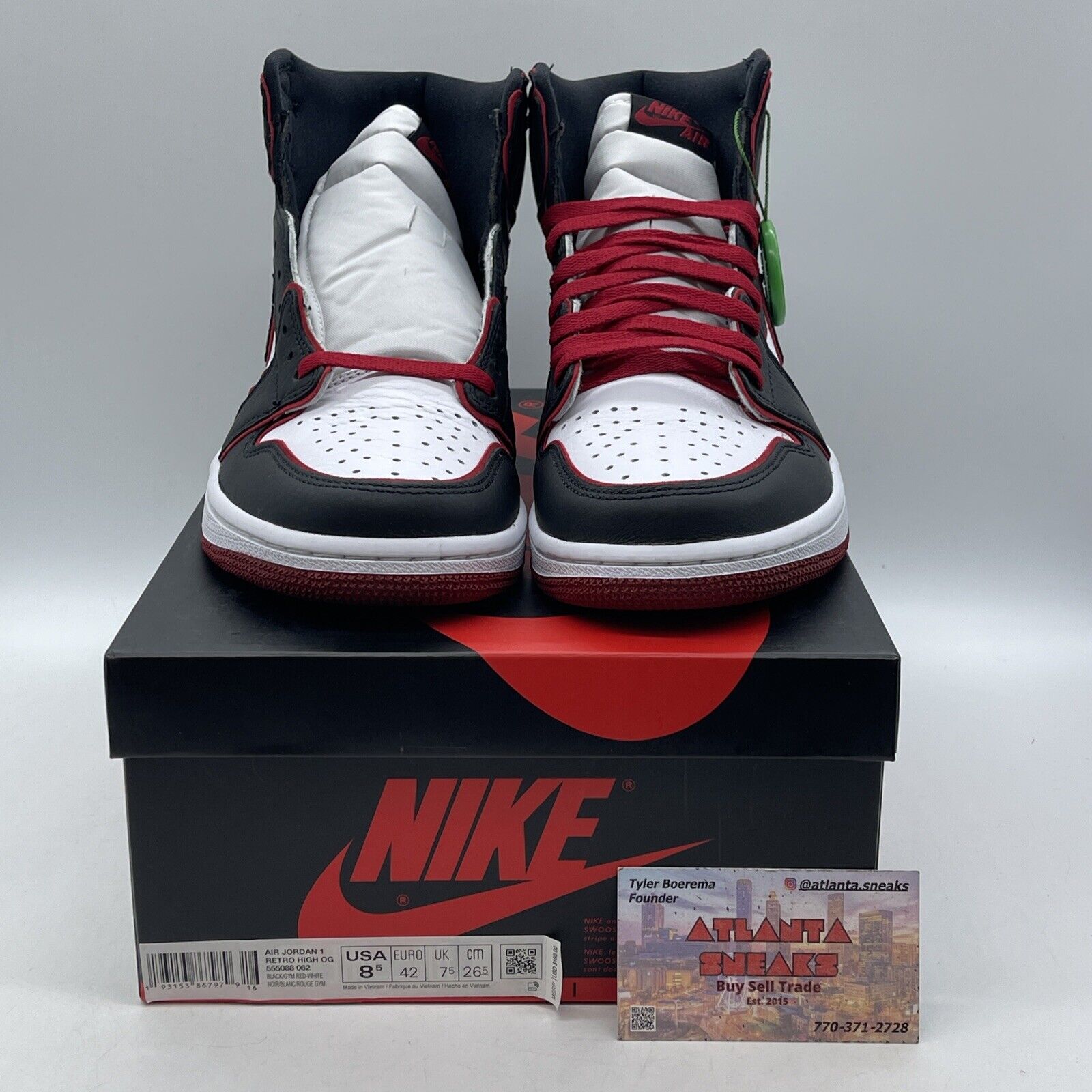 Size 8.5 - Jordan 1 Retro High OG Bloodline 2019 Black Red White (555088-062)