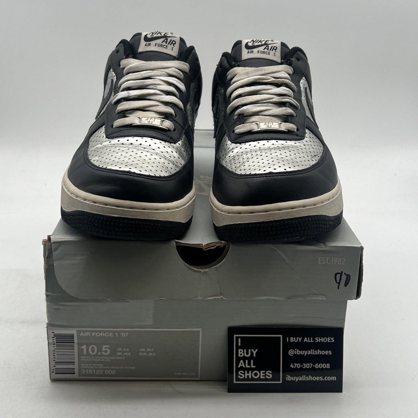 Size 10.5 - Nike Air Force 1 '07 Metallic Silver (315122-008)