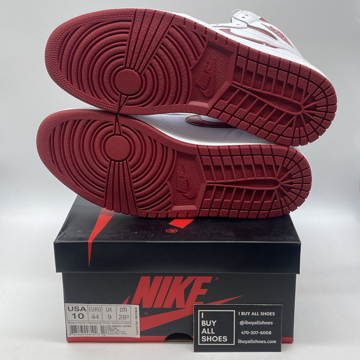 Size 10 - Air Jordan 1 Retro OG High Metallic Red White Leather (555088-103)