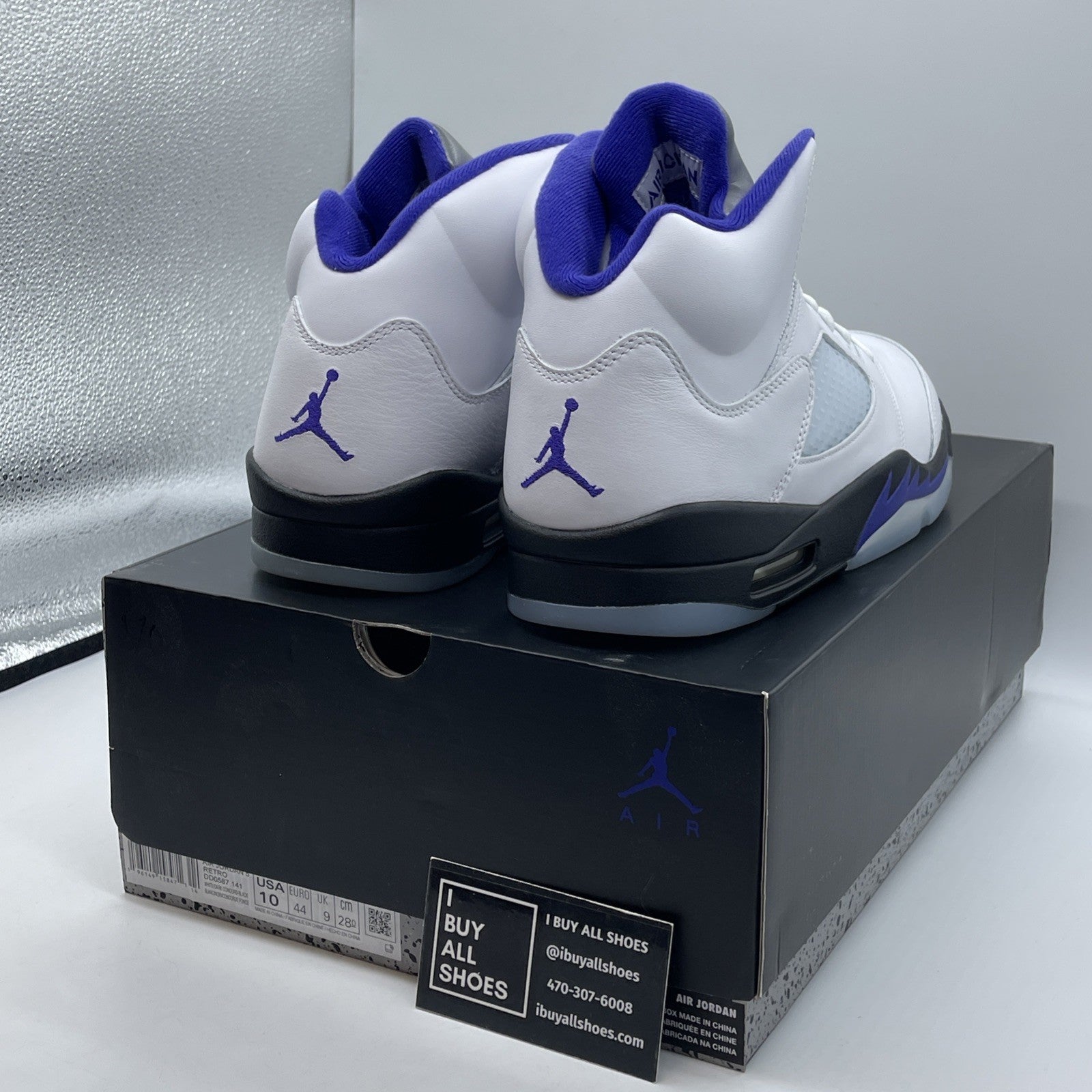 Size 10 - Jordan 5 Concord White Purple Black Leather (DD0587-141)