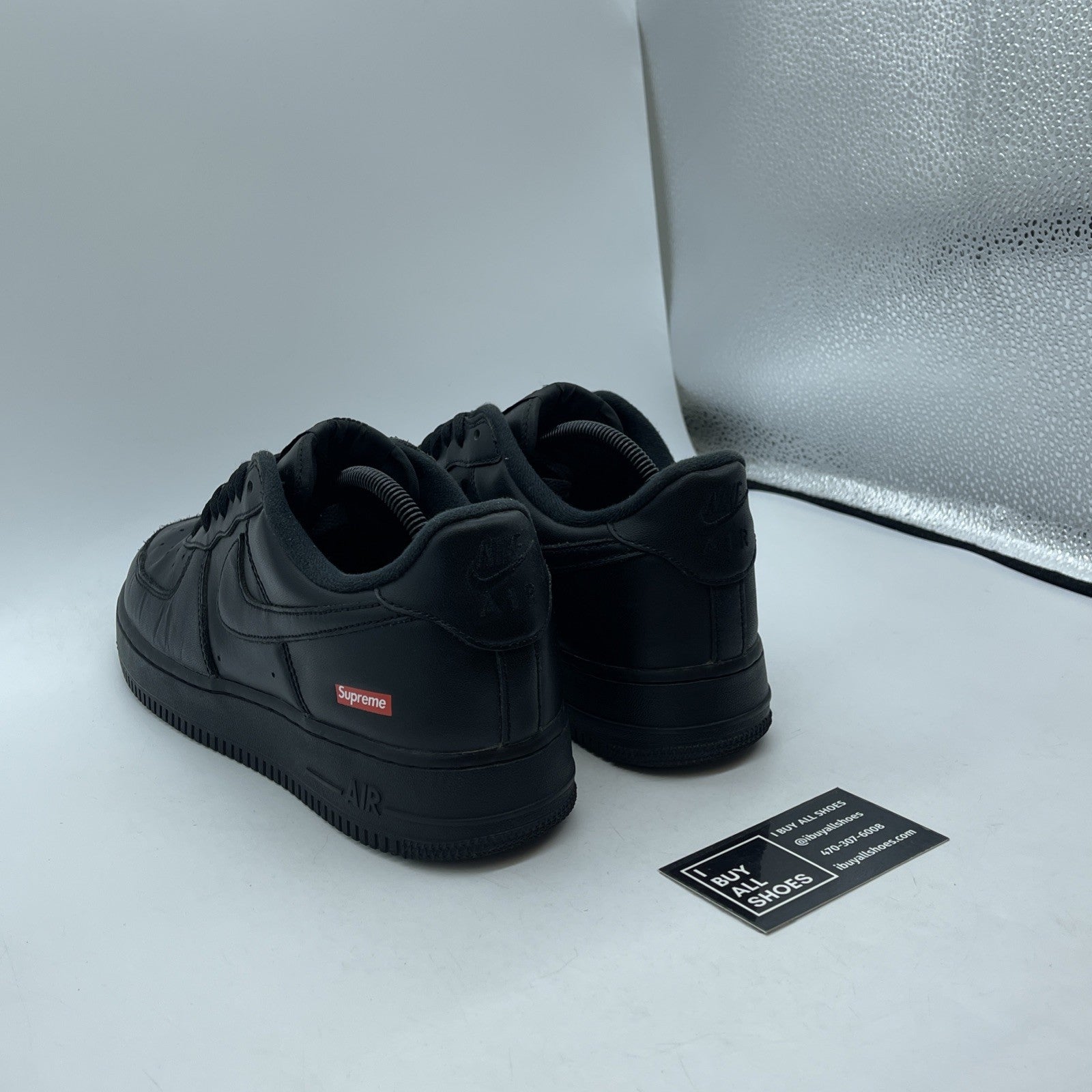 Size 9.5 - Nike Air Force 1 Low x Supreme Box Logo Black Leather (CU9225-001)