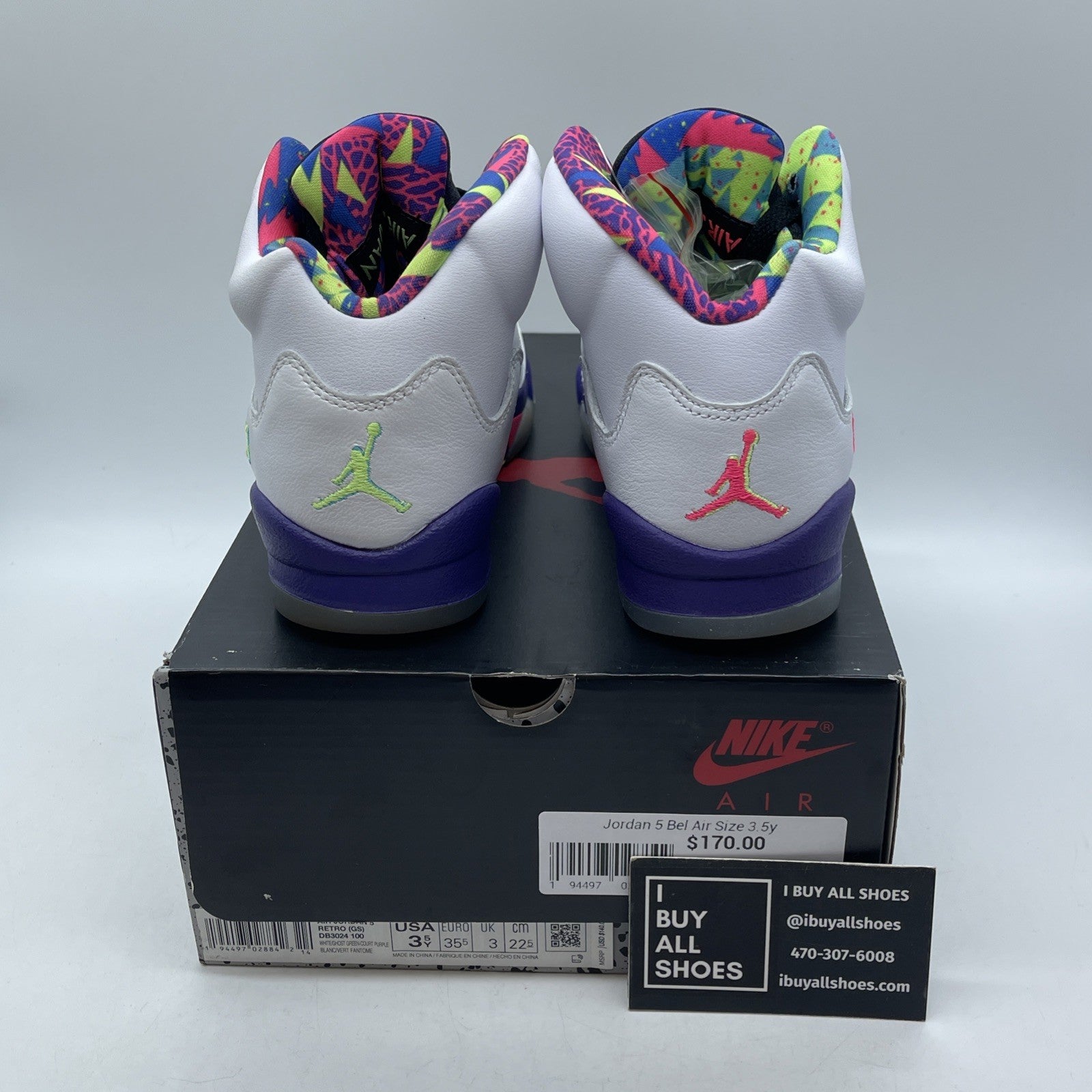 Size 3.5Y - Jordan 5 Retro Alternate Bel-Air White Leather (DB3024-100)