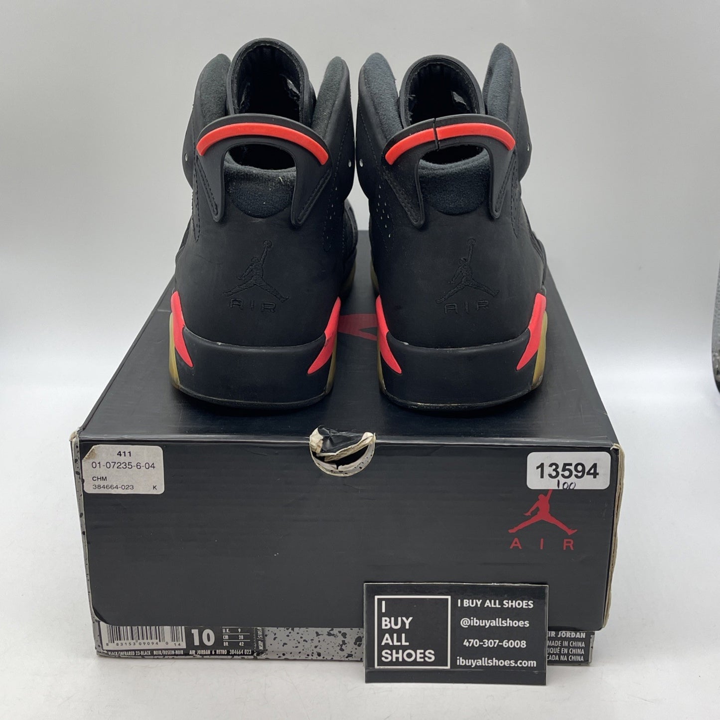 Size 10 - Jordan 6 Retro Infrared Black Pink Suede (384664-023)