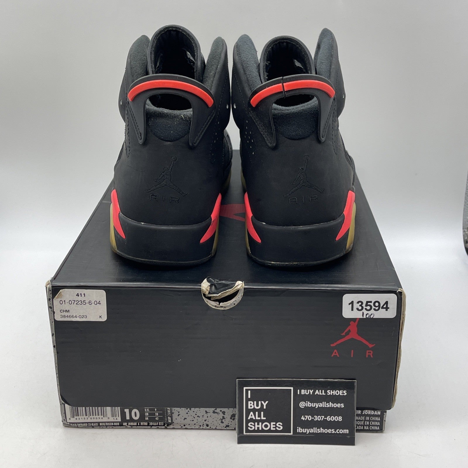 Size 10 - Jordan 6 Retro Infrared Black Pink Suede (384664-023)