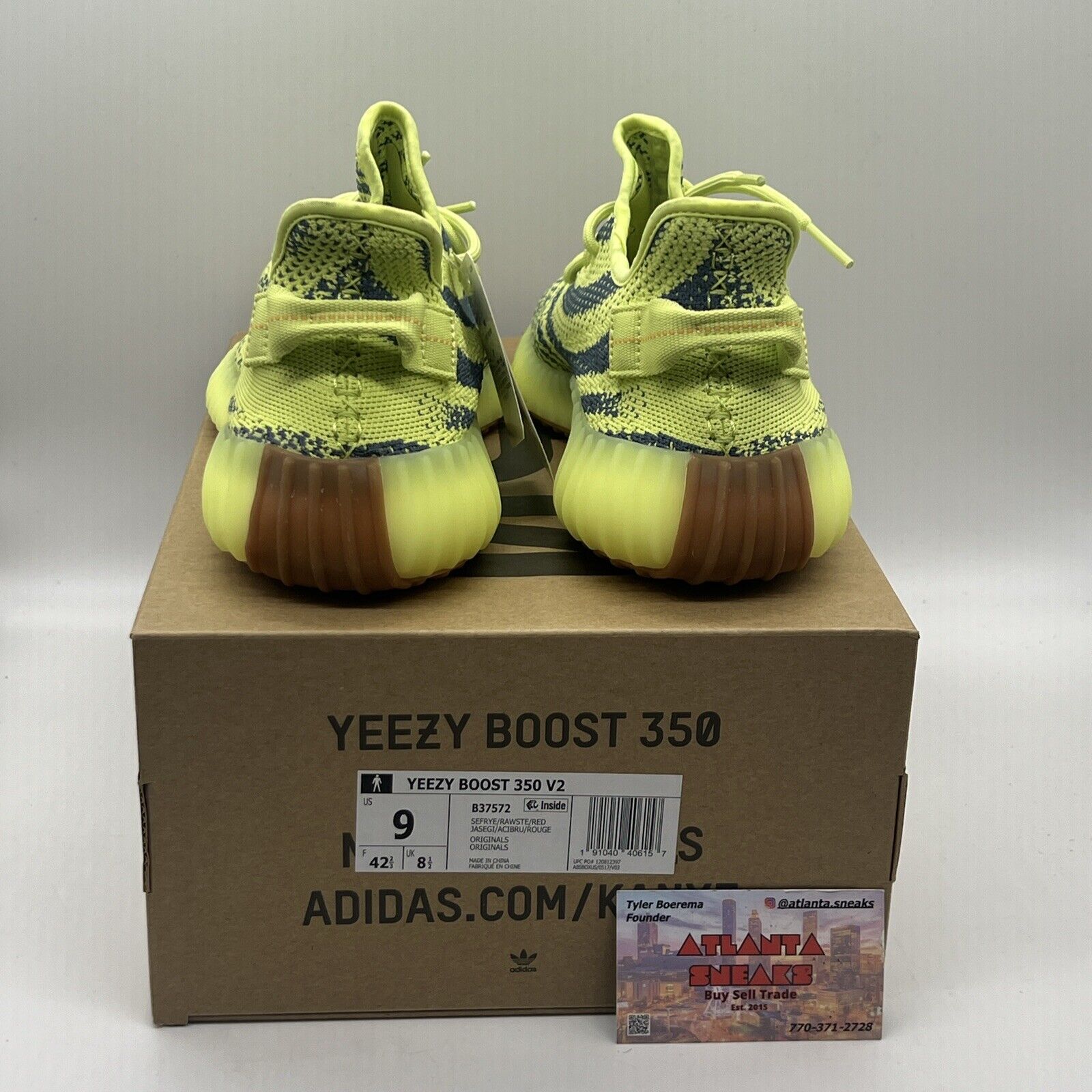 Size 9 - adidas Yeezy Boost 350 V2 Low Semi Frozen Yellow Brand New Og All DS