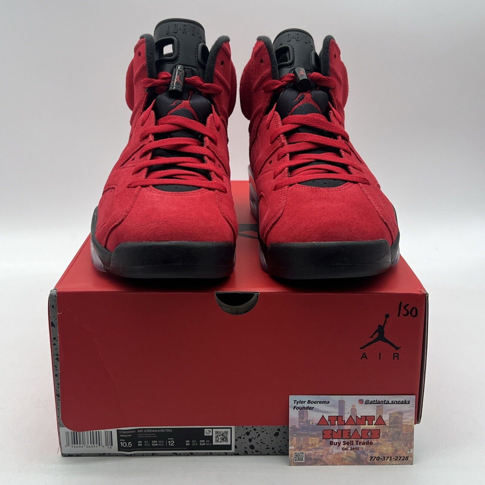 Size 10.5 - Air Jordan 6 Retro Toro Bravo Black Red Suede (CT8529-600)