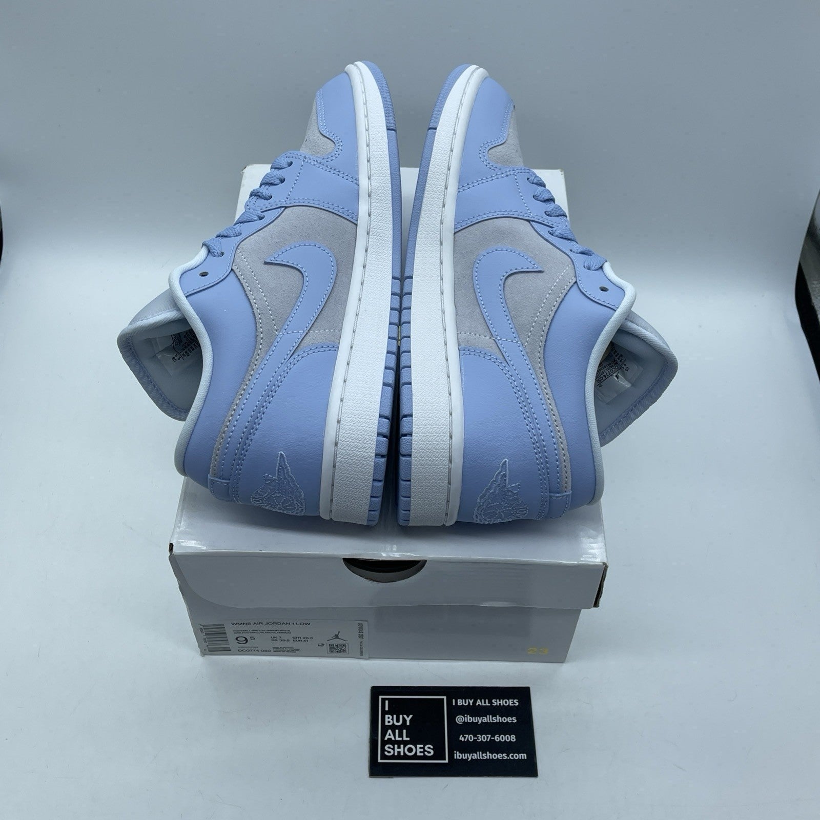 Size 9.5 - Air Jordan 1 Low 'Aluminum' Grey Blue Suede Leather (DC0774-050)
