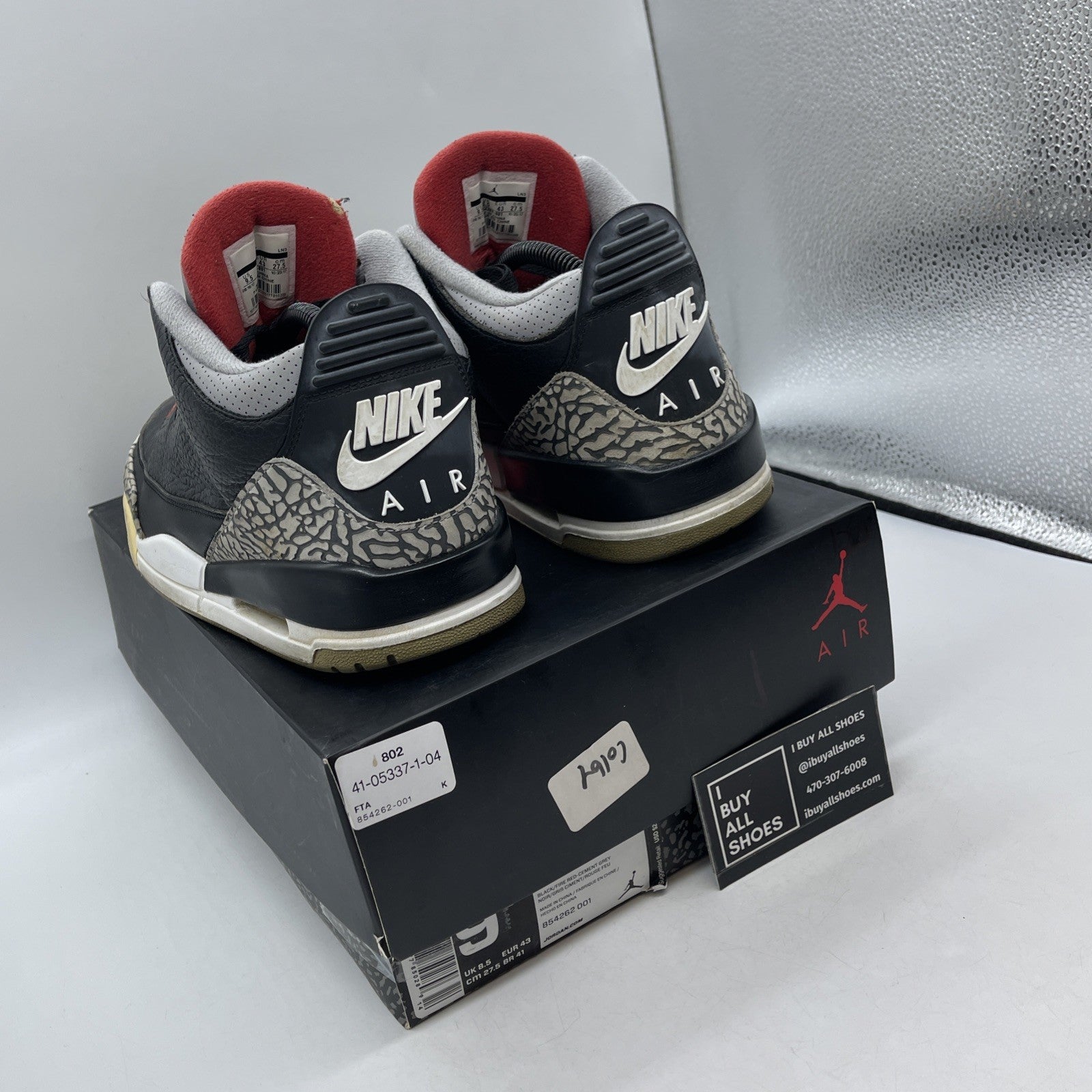 Size 9.5 - Air Jordan 3 Retro OG Mid Black Cement (854262-001)