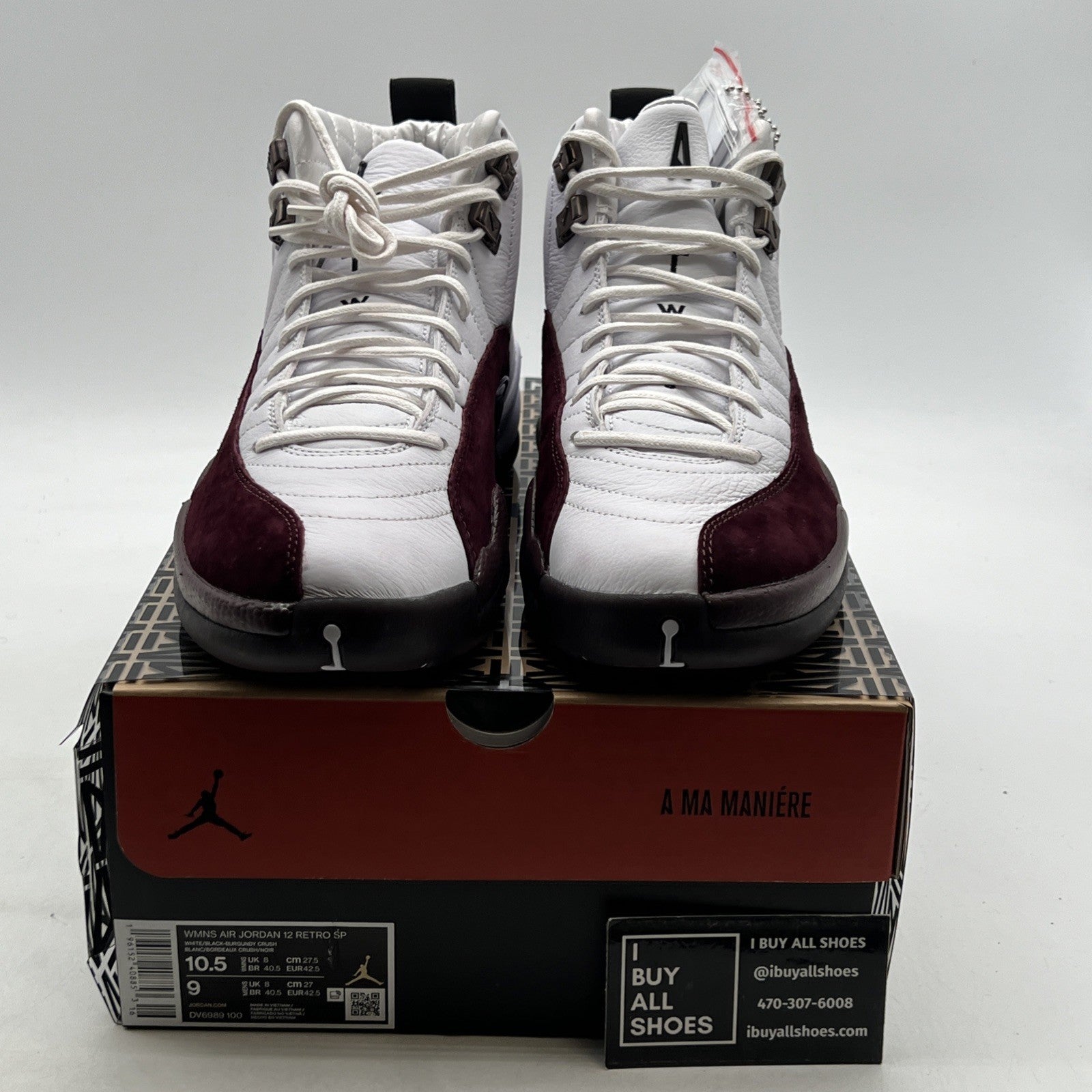 Size 10.5 - Air Jordan 12 Retro SP x A Ma Maniere Mid White W (DV6989-100)
