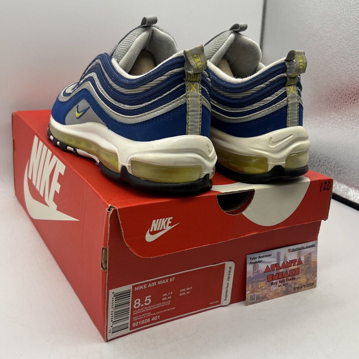 Size 8.5 - Nike Air Max 97 Atlantic Blue Grey Black (921826-401)