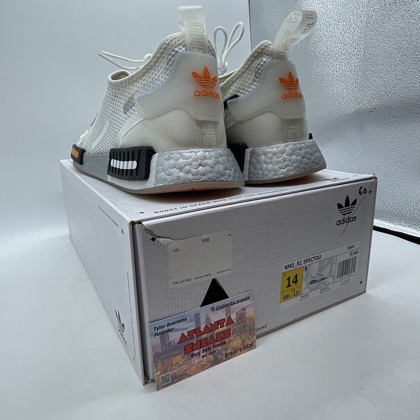 Size 14 - adidas NASA x NMD_R1 Spectoo Footwear White Orange Black (FX6818)