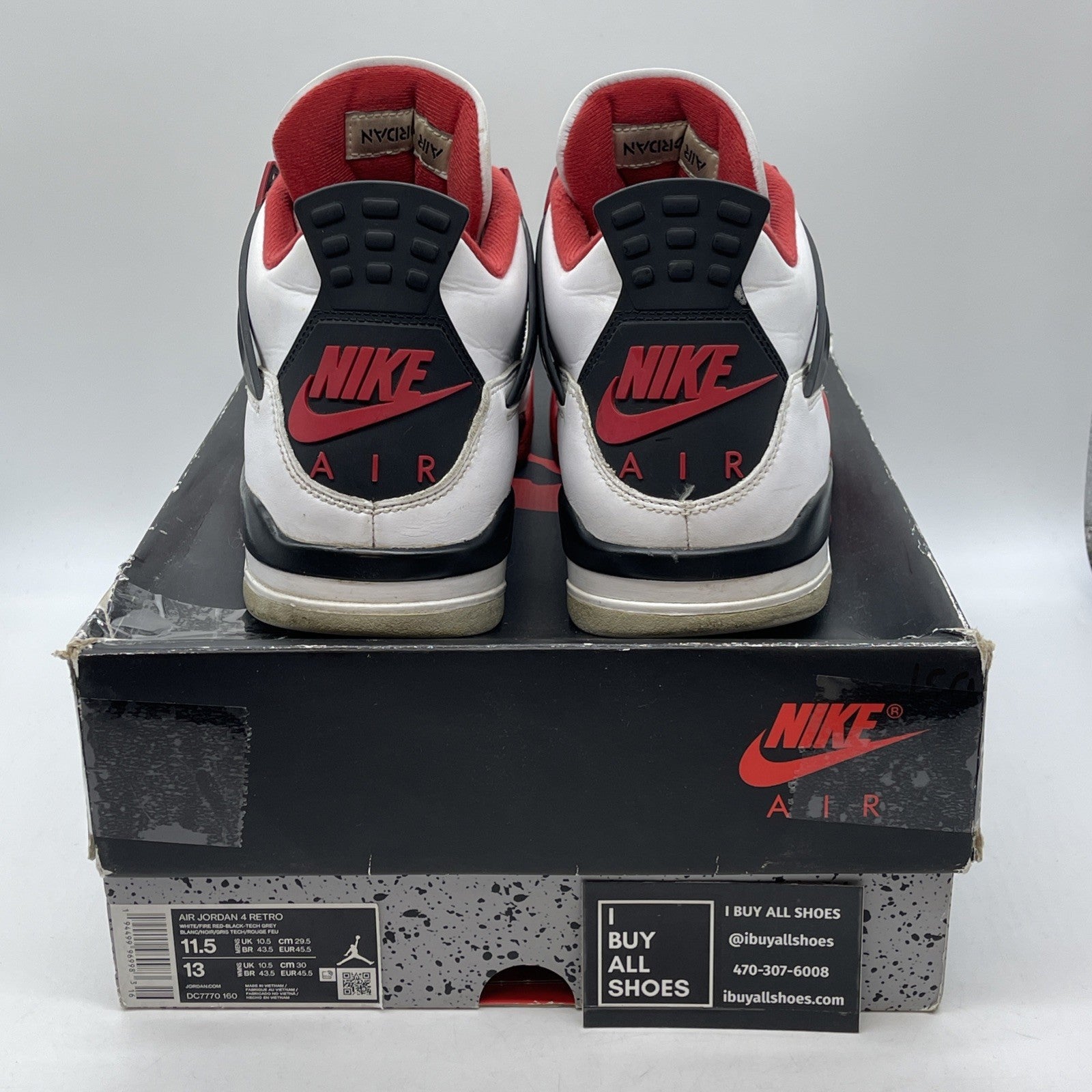 Size 11.5 - Jordan 4 Retro OG Mid Fire Red White Black Leather (DC7770-160)