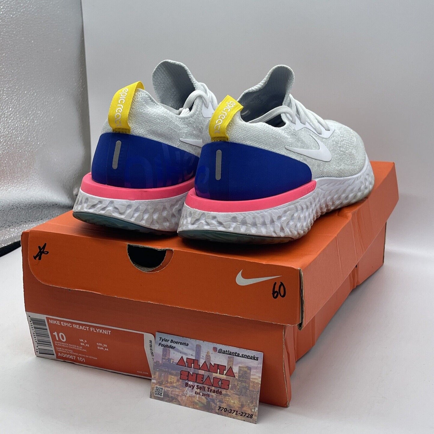 Size 10 - Nike Epic React Flyknit OG Pink Blue White Suede (AQ0067-101)